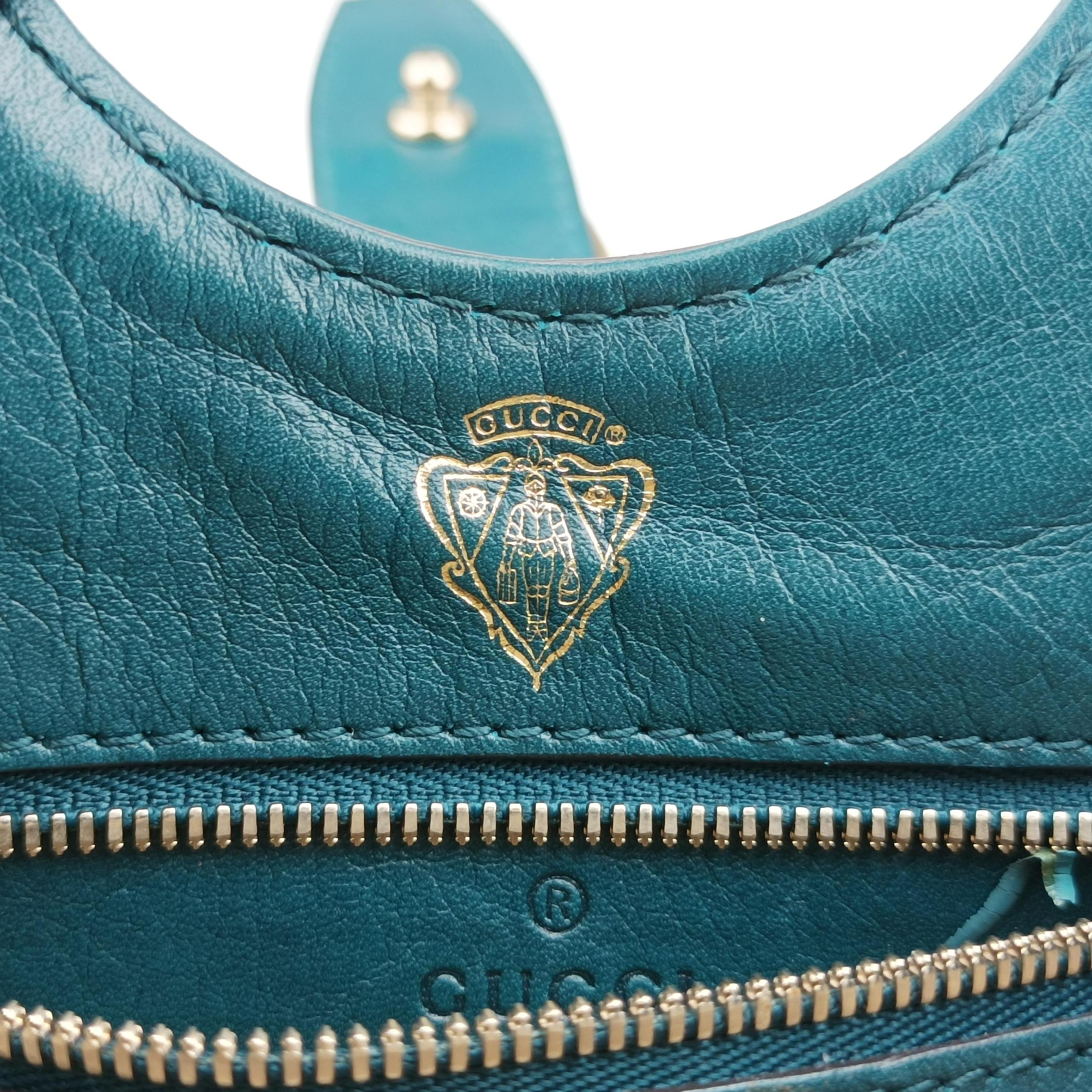 Pre-owned Gucci Stirrup Blue Leather 277515 shoulderbag | stylenewstar