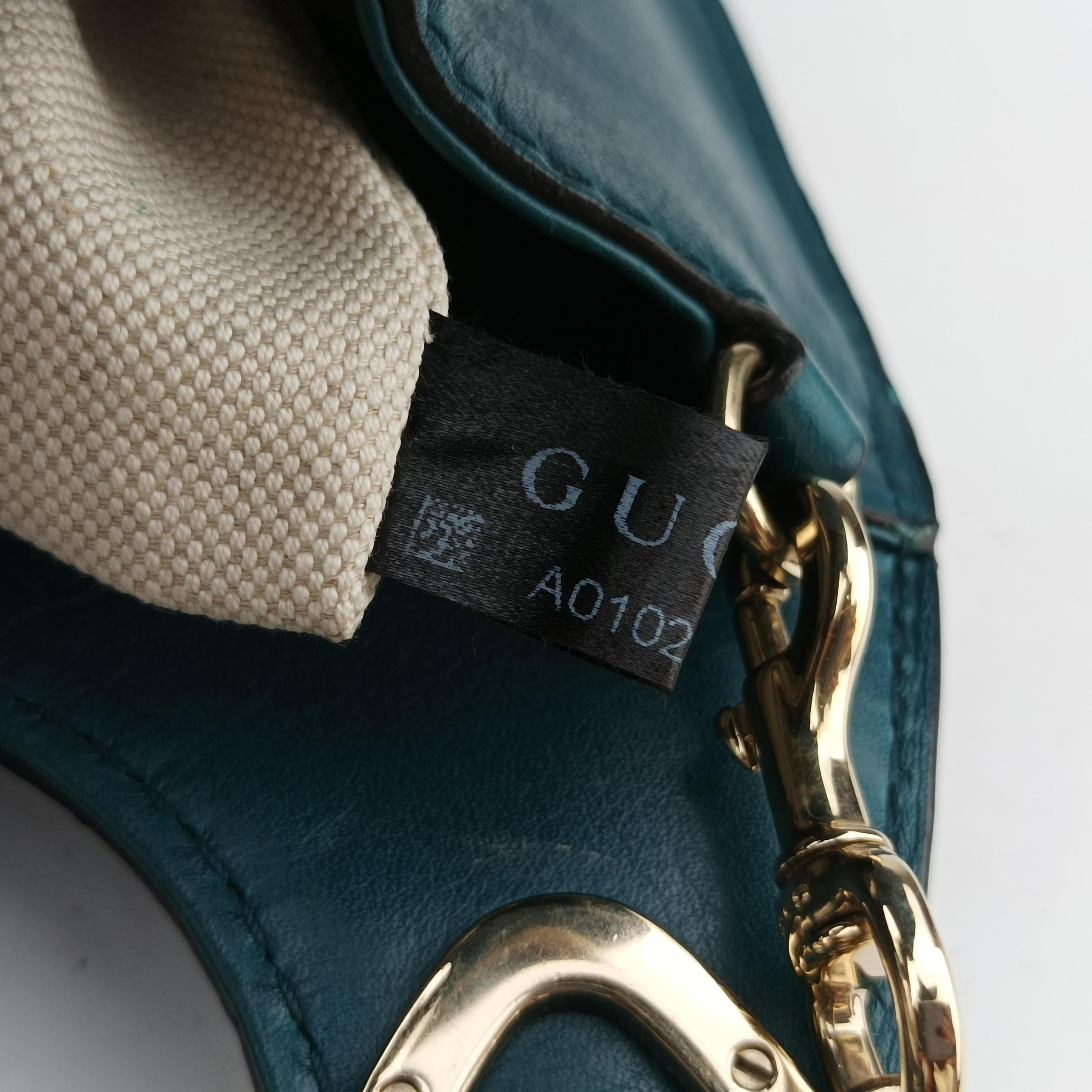 Pre-owned Gucci Stirrup Blue Leather 277515 shoulderbag | stylenewstar
