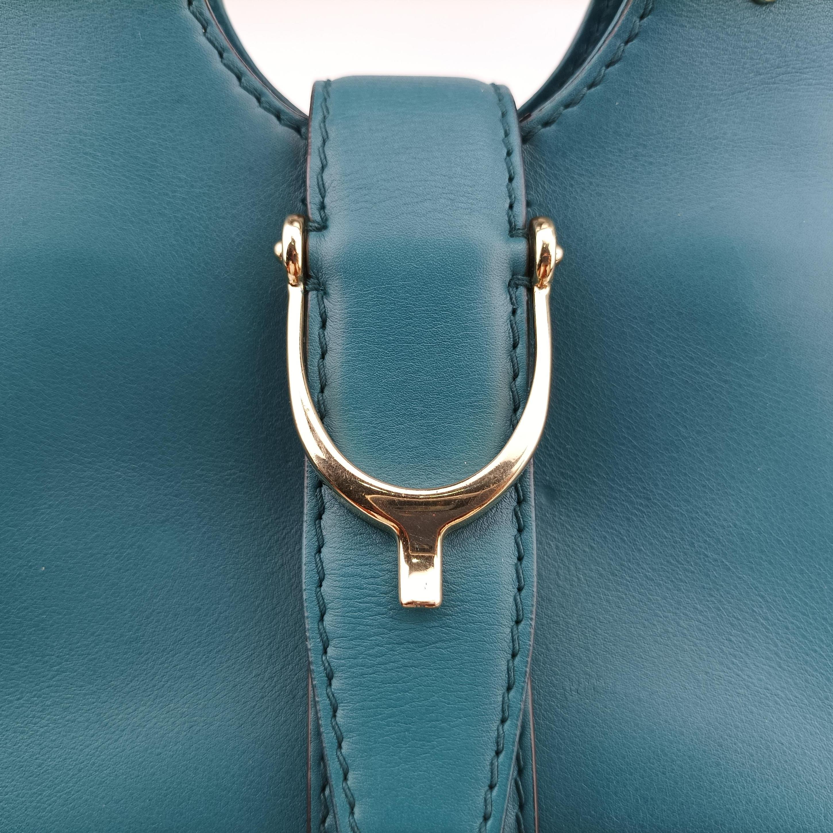 Pre-owned Gucci Stirrup Blue Leather 277515 shoulderbag | stylenewstar
