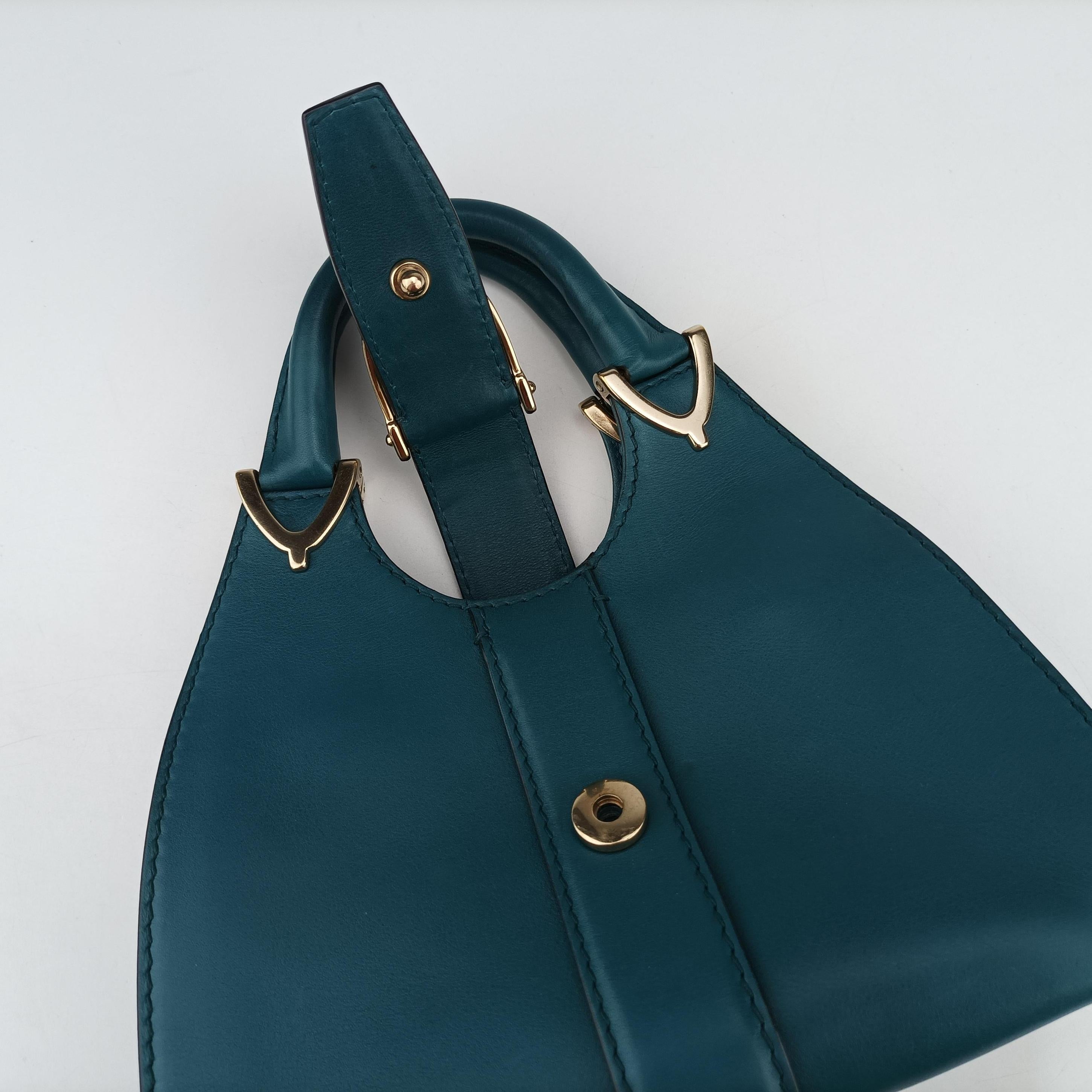 Pre-owned Gucci Stirrup Blue Leather 277515 shoulderbag | stylenewstar