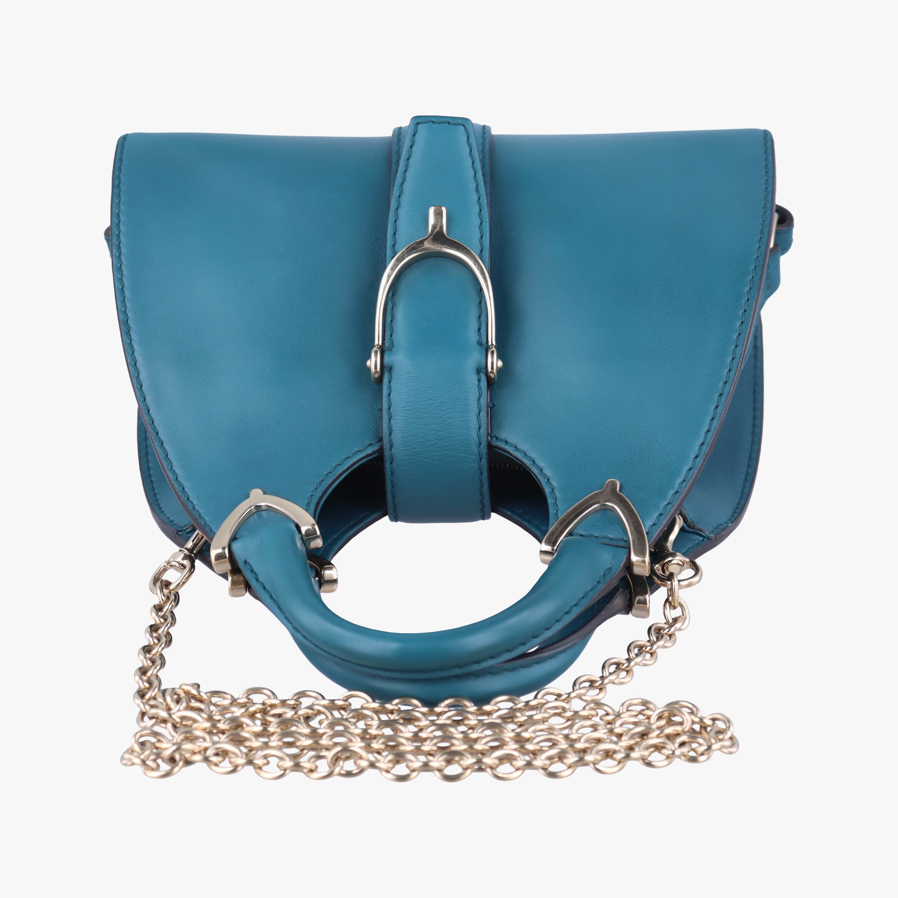 Pre-owned Gucci Stirrup Blue Leather 277515 shoulderbag | stylenewstar
