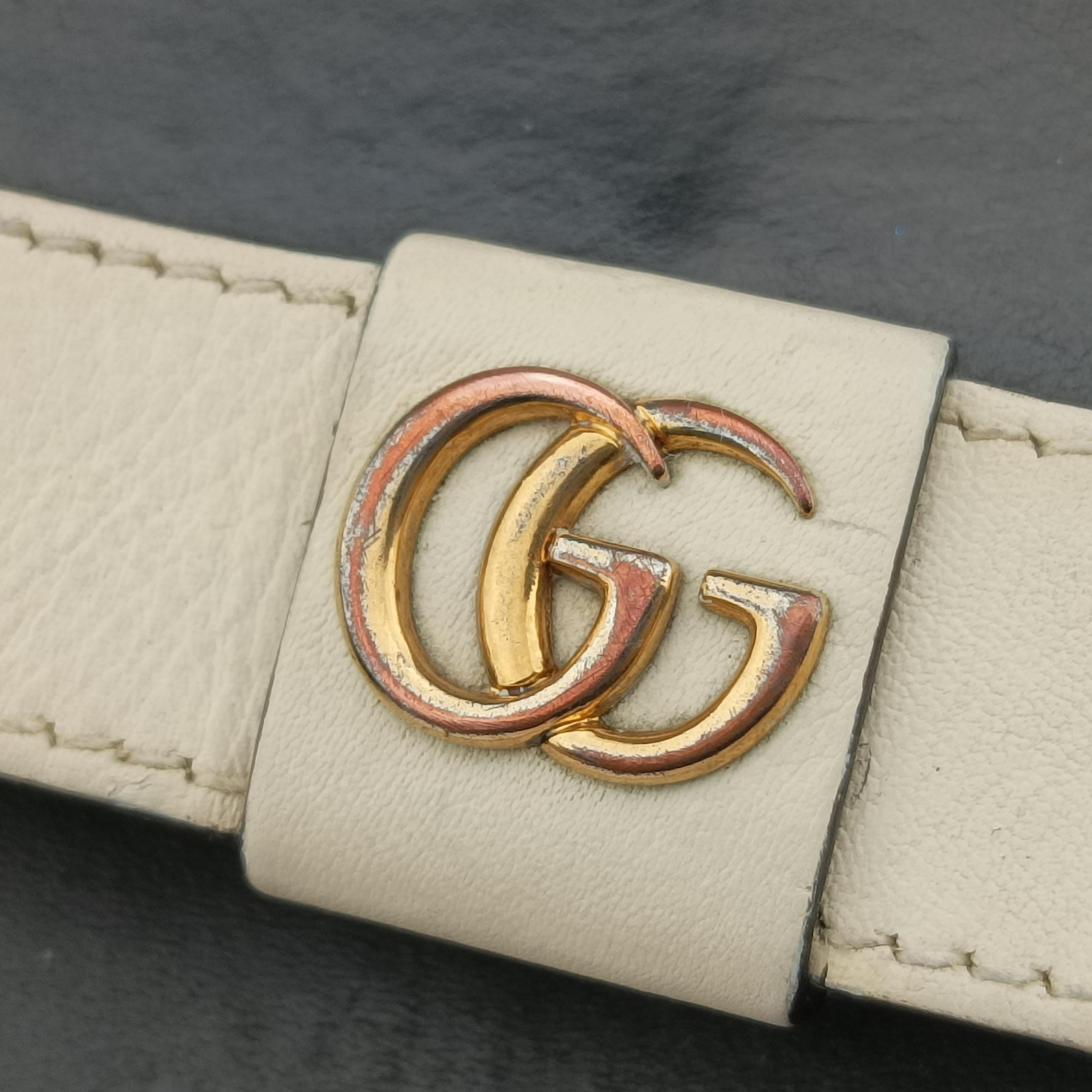 Pre-owned Gucci GG Marmont Black×White Leather 432680 shoulderbag | stylenewstar