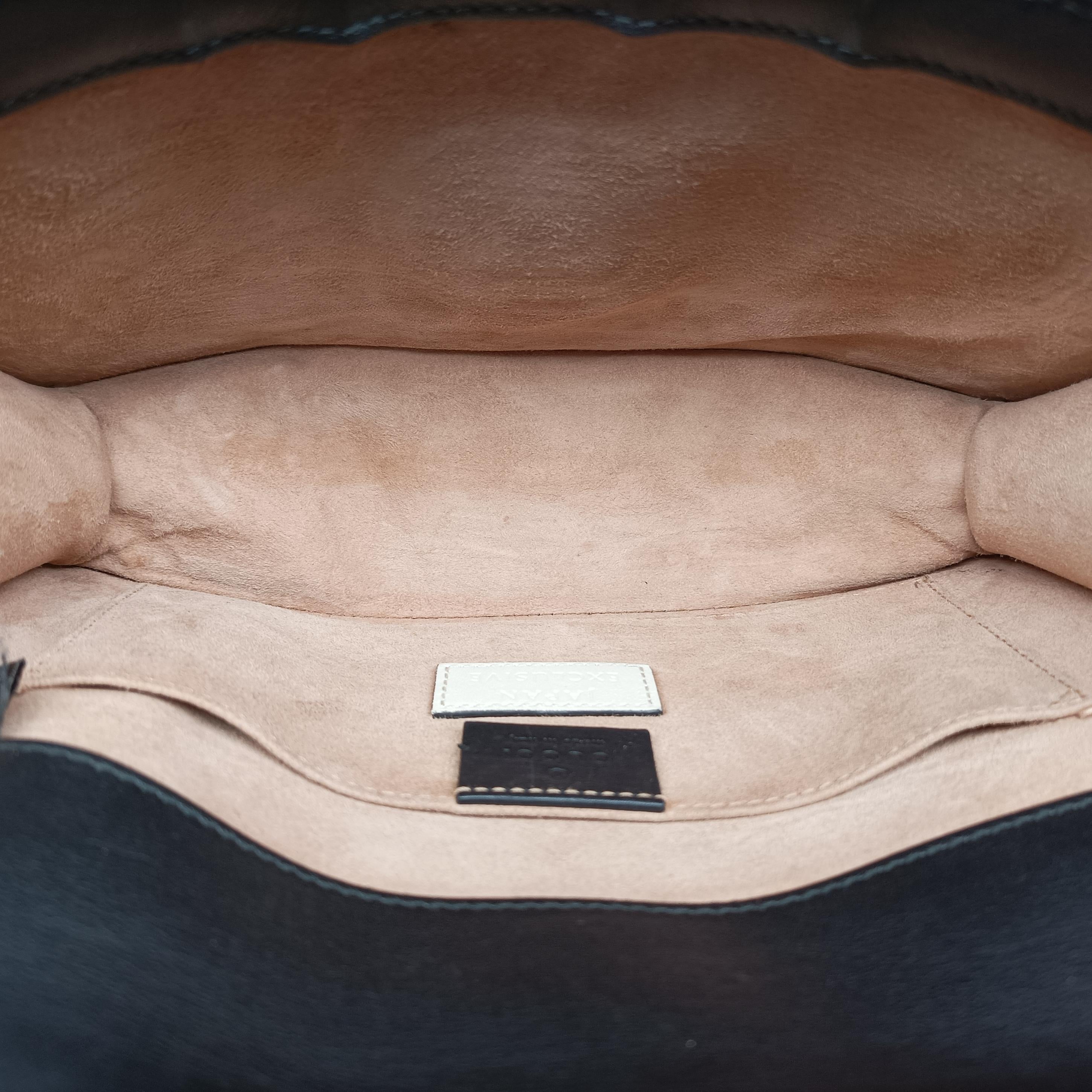 Pre-owned Gucci GG Marmont Black×White Leather 432680 shoulderbag | stylenewstar