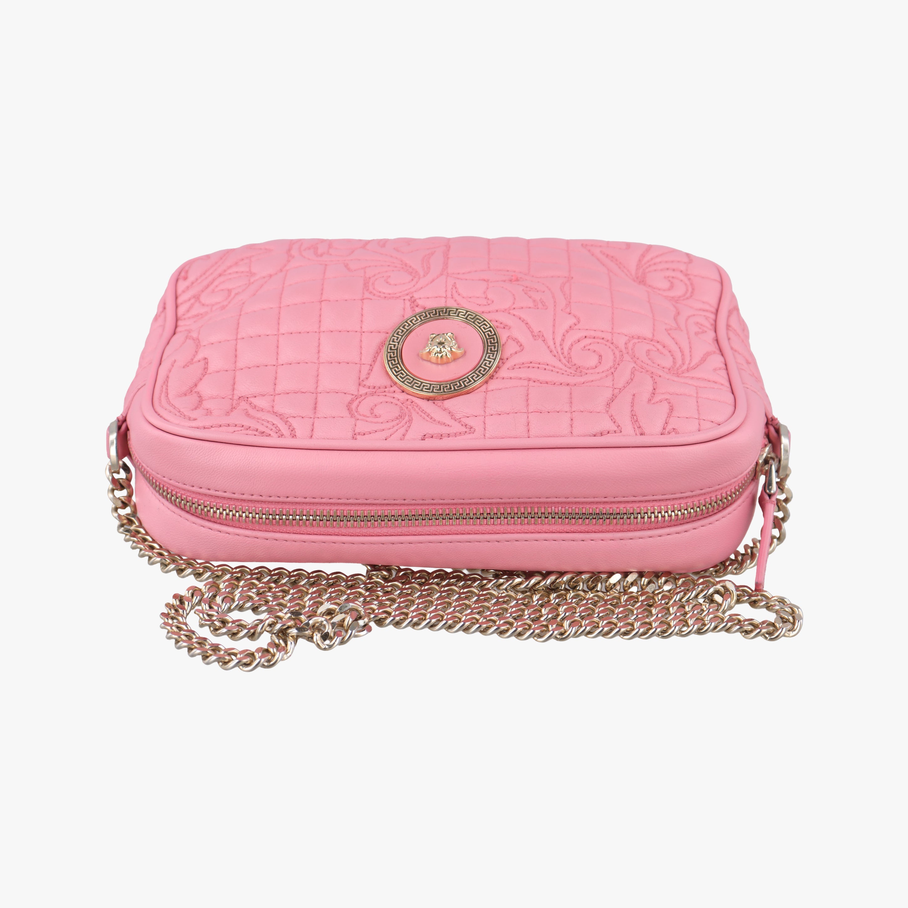 Pre-owned VERSACE Medusa Pink leather  shoulderbag | stylenewstar