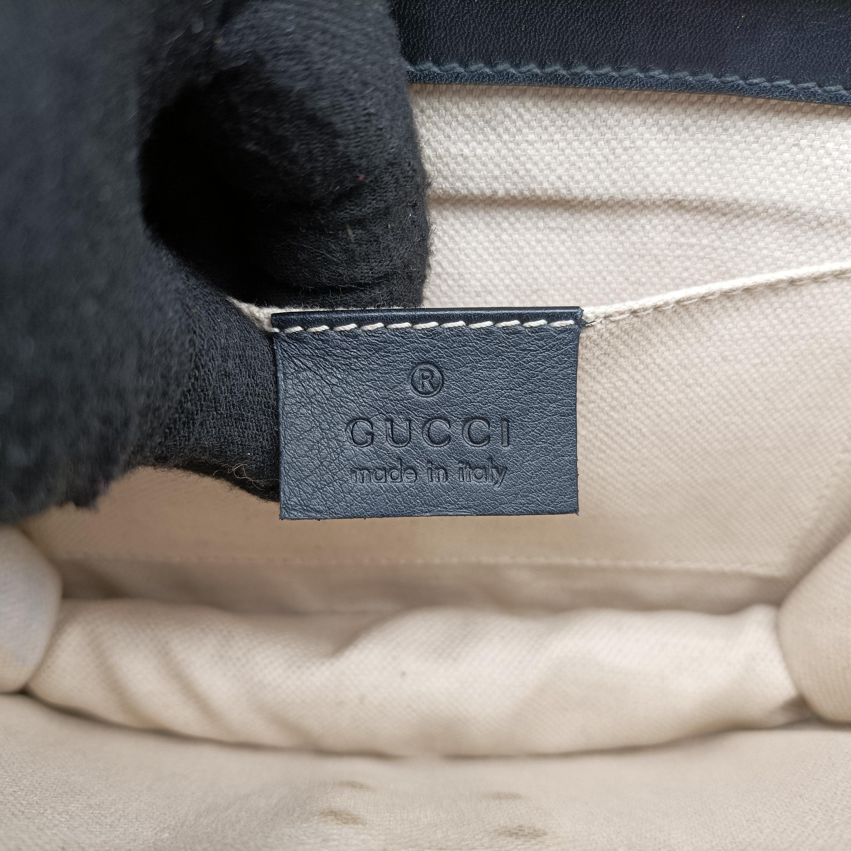 Pre-owned Gucci Pearly Peony Black×White×Gold Leather 432282 shoulderbag | stylenewstar