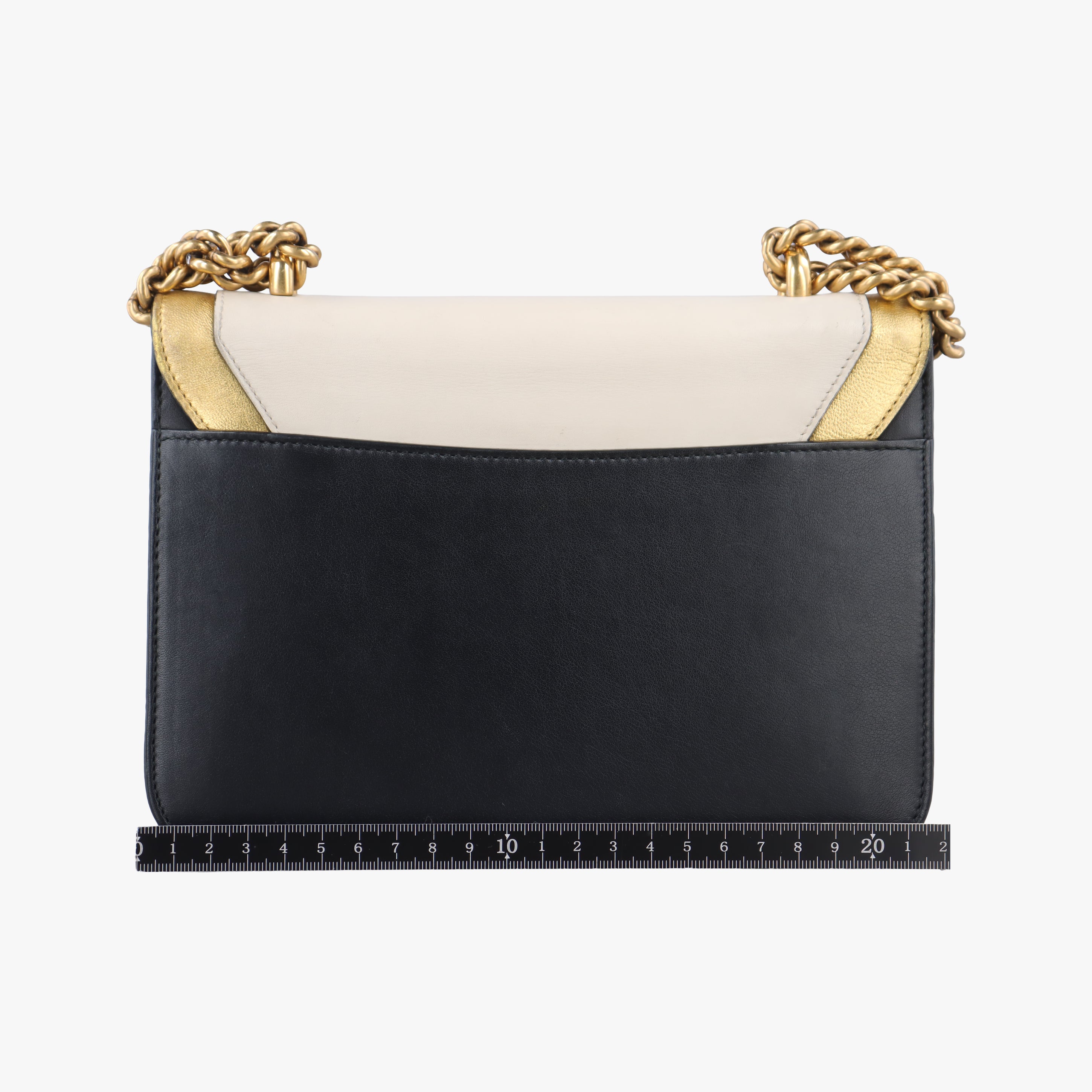 Pre-owned Gucci Pearly Peony Black×White×Gold Leather 432282 shoulderbag | stylenewstar