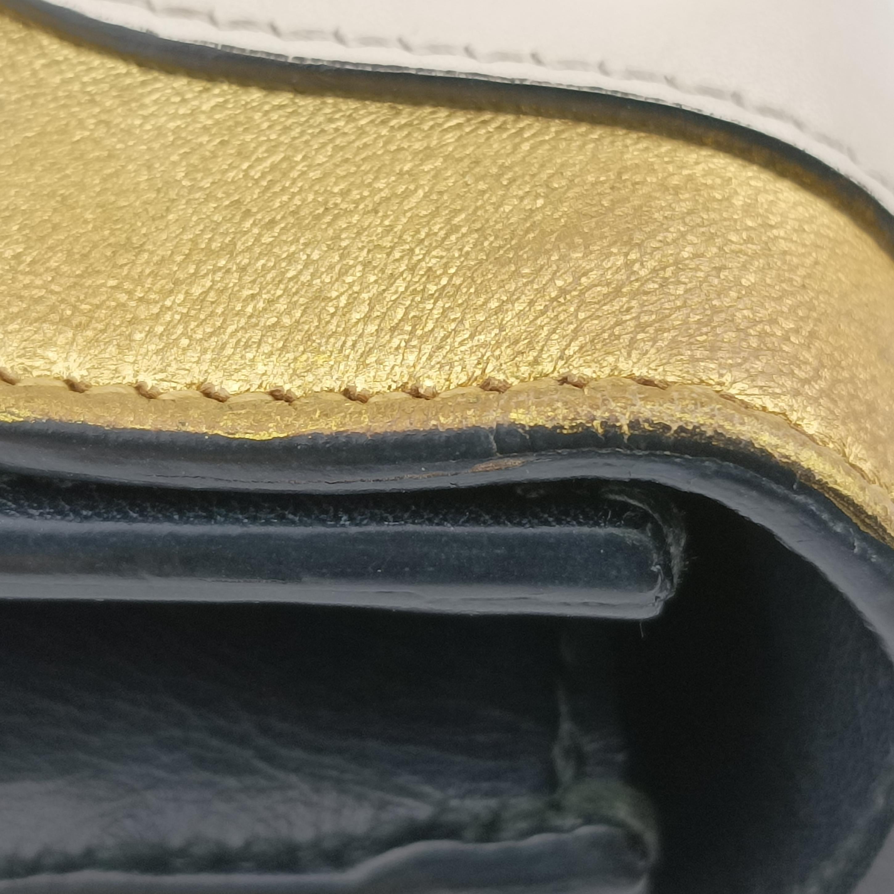 Pre-owned Gucci Pearly Peony Black×White×Gold Leather 432282 shoulderbag | stylenewstar