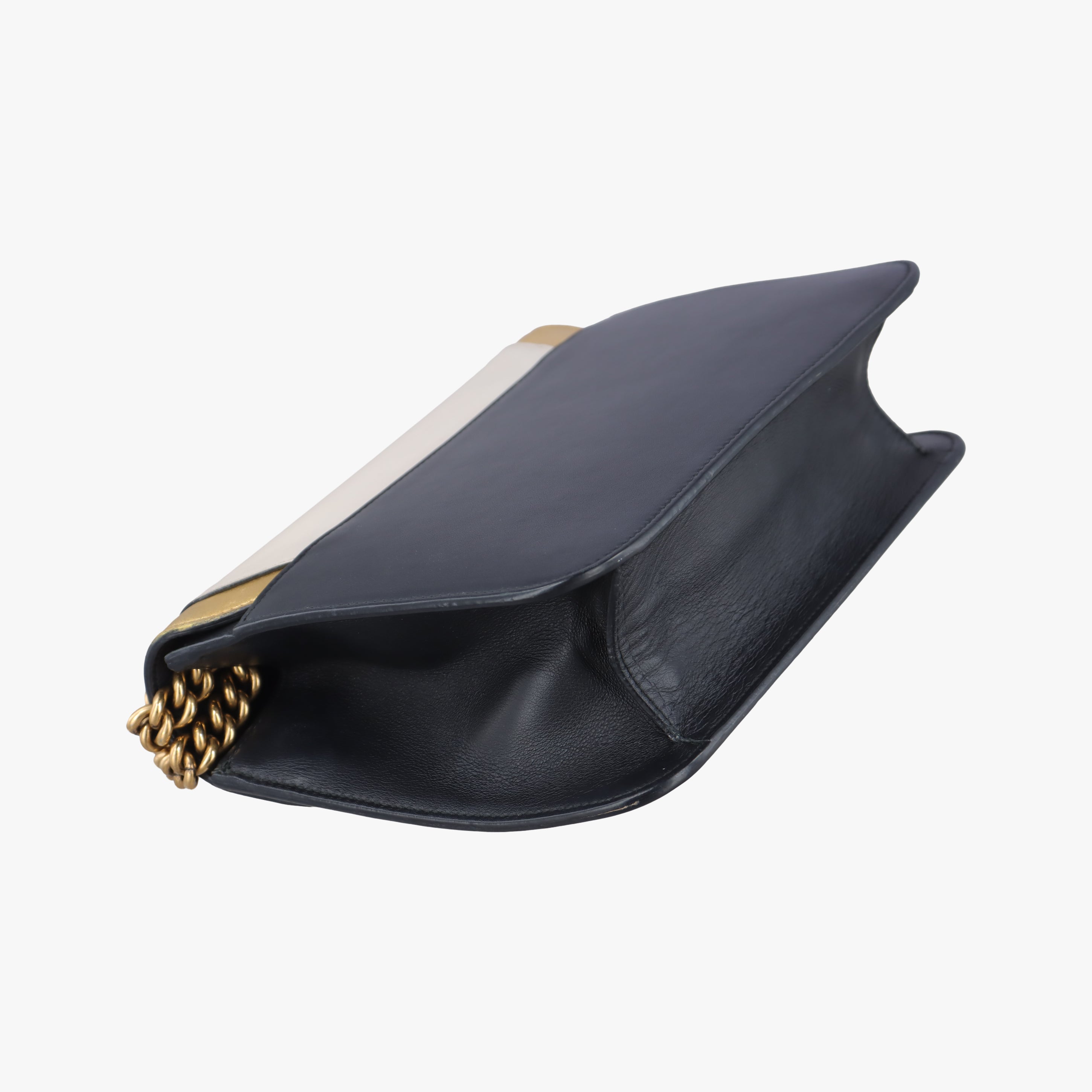 Pre-owned Gucci Pearly Peony Black×White×Gold Leather 432282 shoulderbag | stylenewstar
