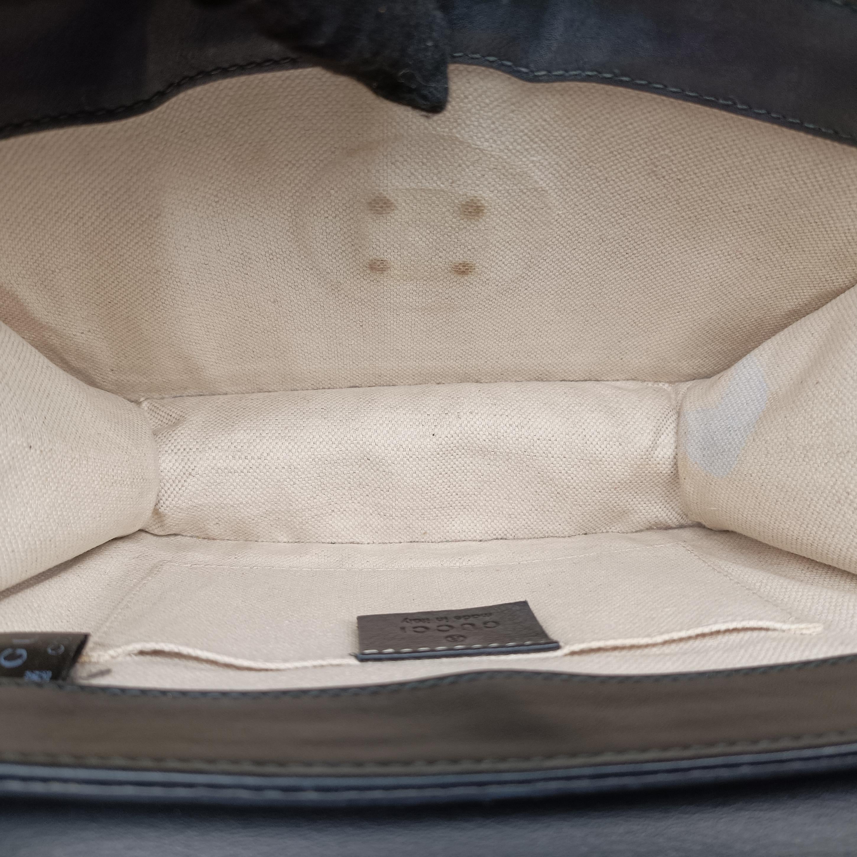 Pre-owned Gucci Pearly Peony Black×White×Gold Leather 432282 shoulderbag | stylenewstar