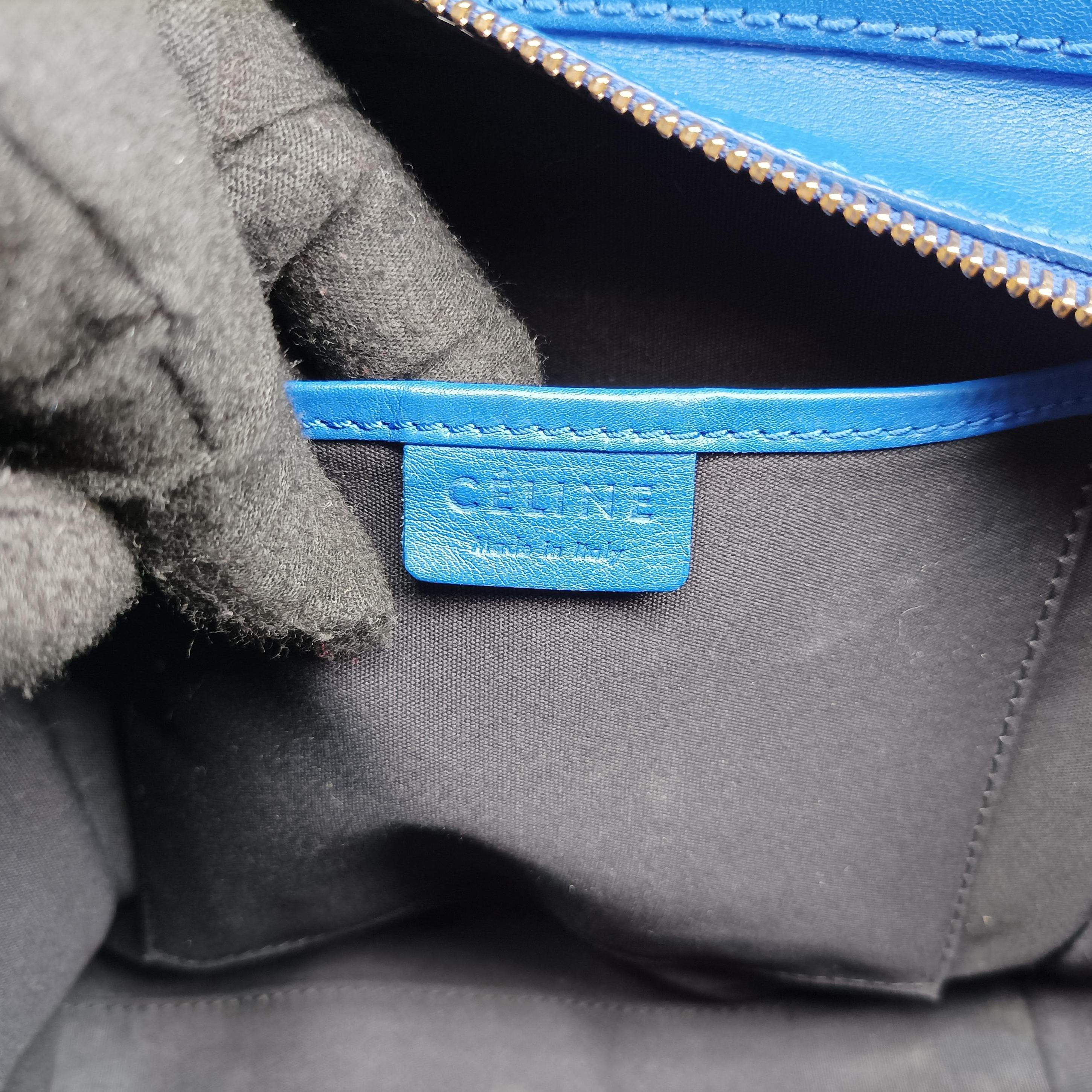 Vintage Celine luggage nano shopper Blue Leather  shoulderbag | stylenewstar