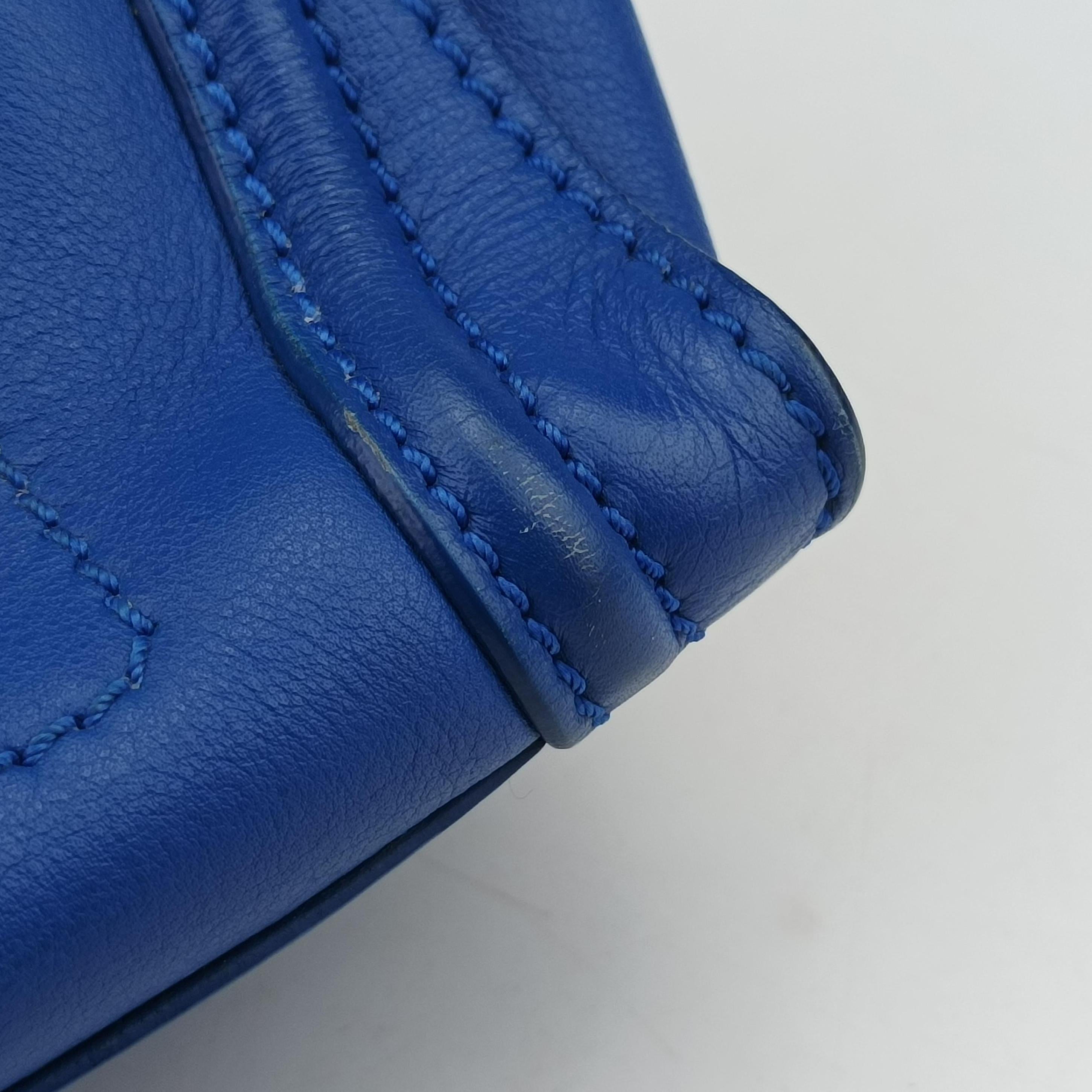 Vintage Celine luggage nano shopper Blue Leather  shoulderbag | stylenewstar