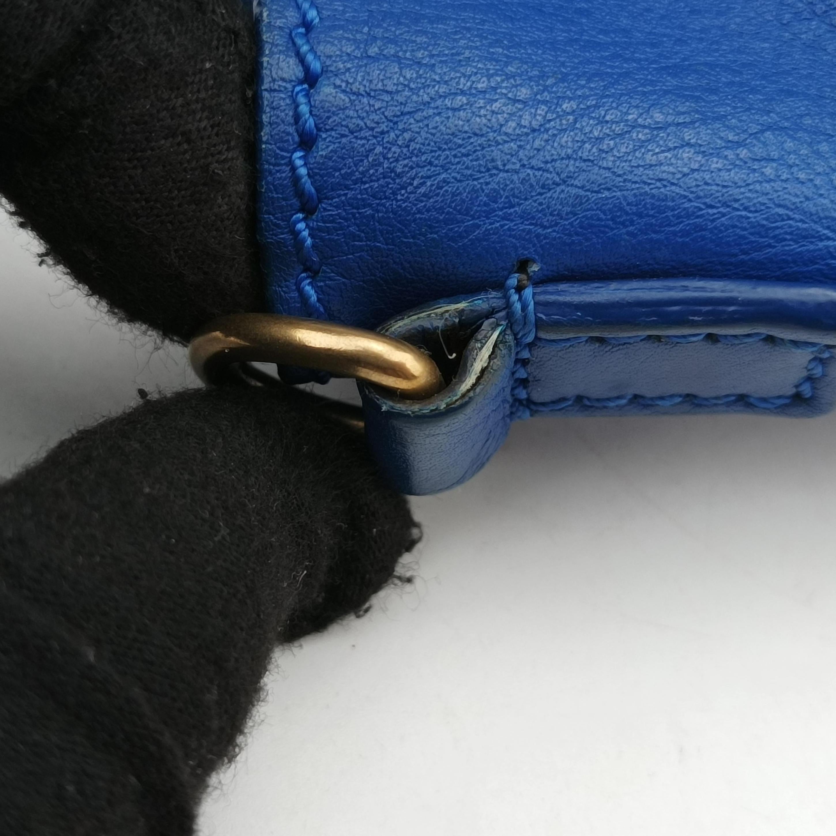 Vintage Celine luggage nano shopper Blue Leather  shoulderbag | stylenewstar