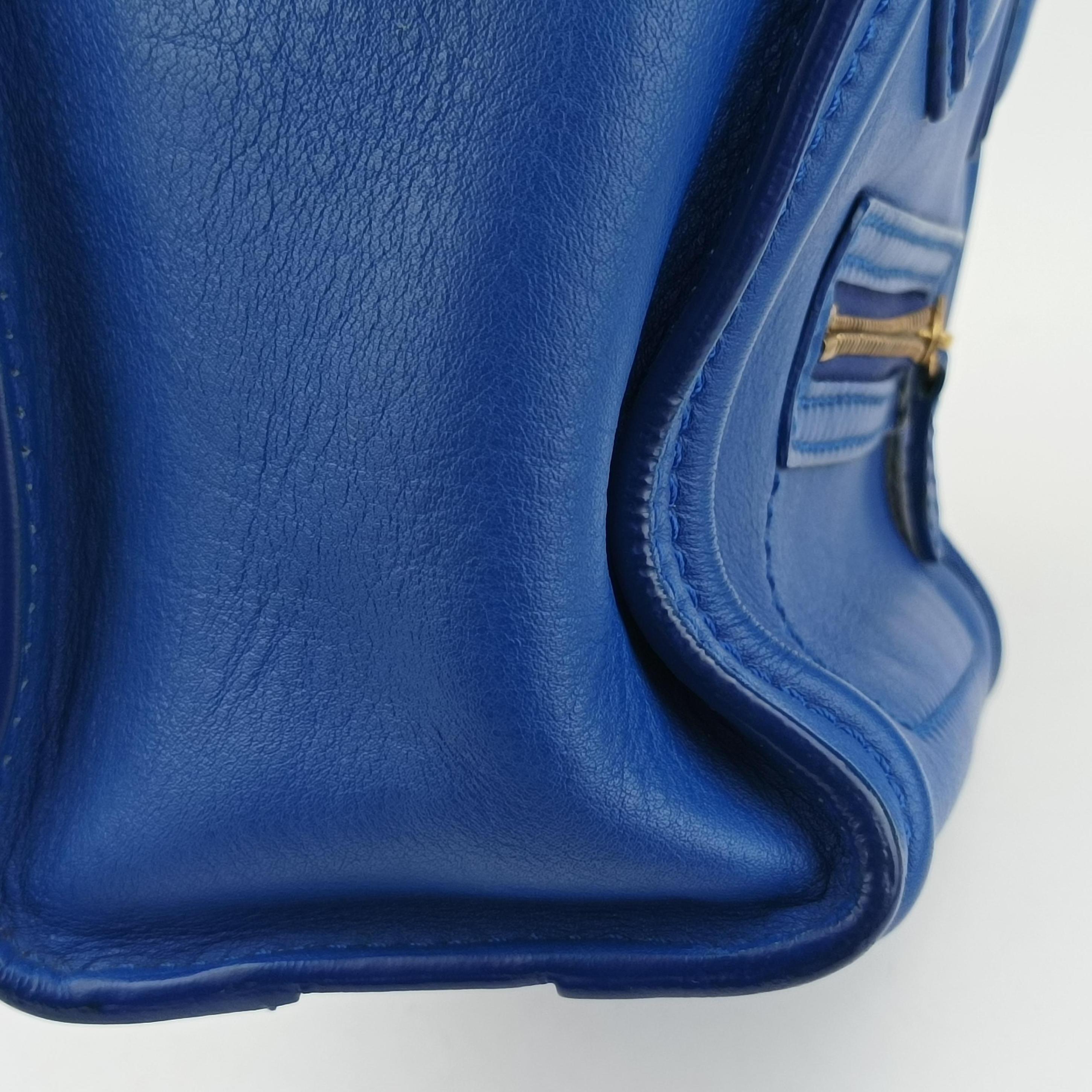 Vintage Celine luggage nano shopper Blue Leather  shoulderbag | stylenewstar