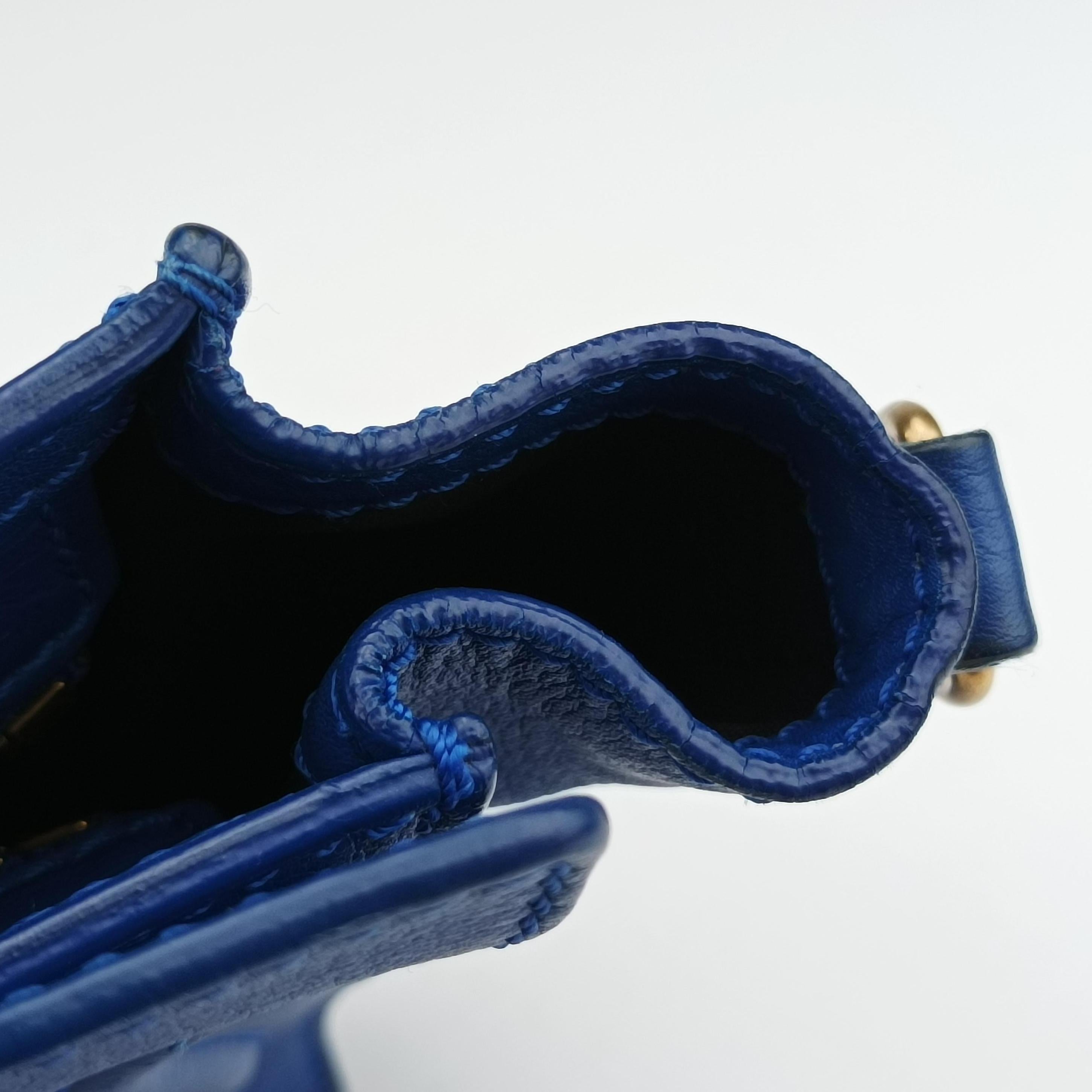 Vintage Celine luggage nano shopper Blue Leather  shoulderbag | stylenewstar