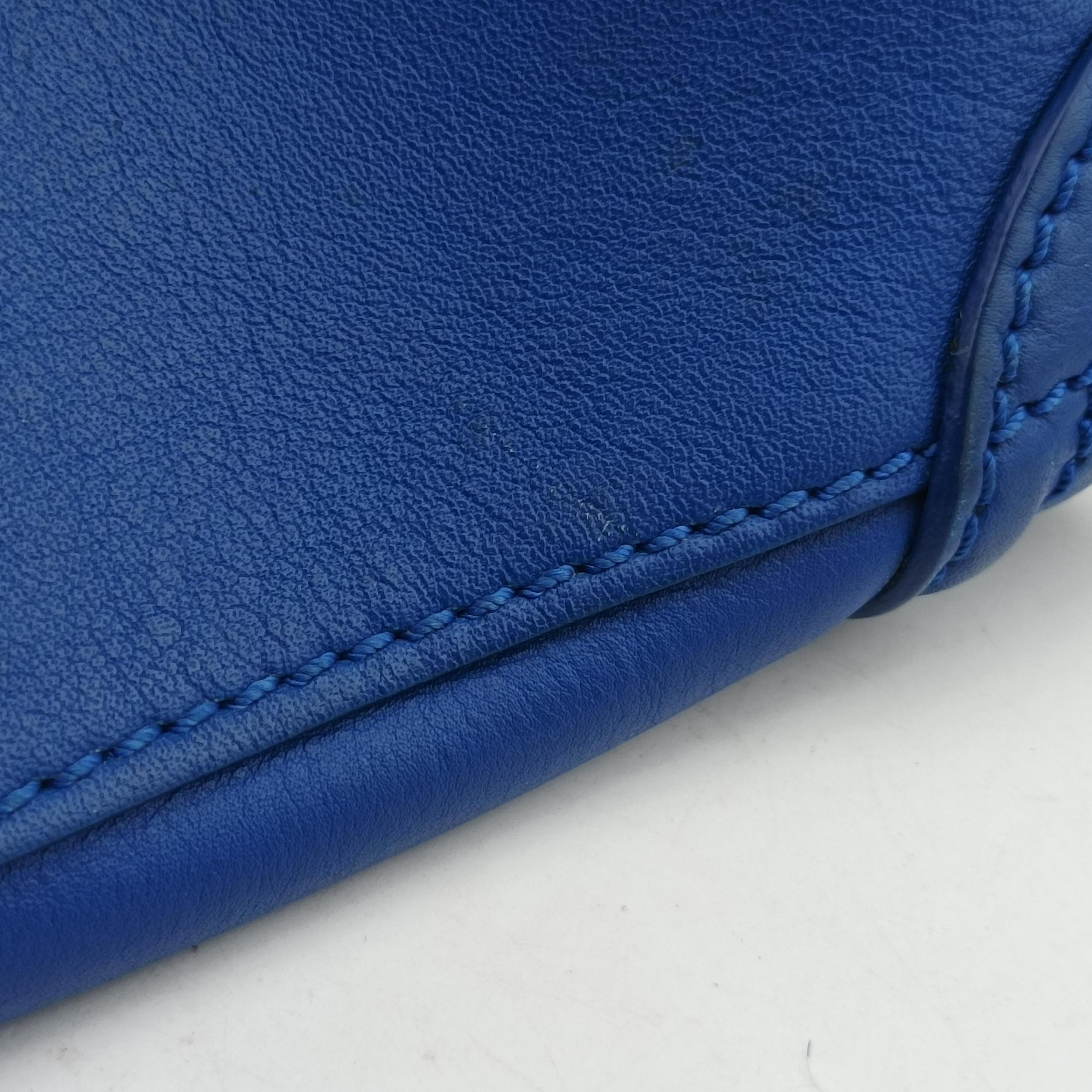 Vintage Celine luggage nano shopper Blue Leather  shoulderbag | stylenewstar