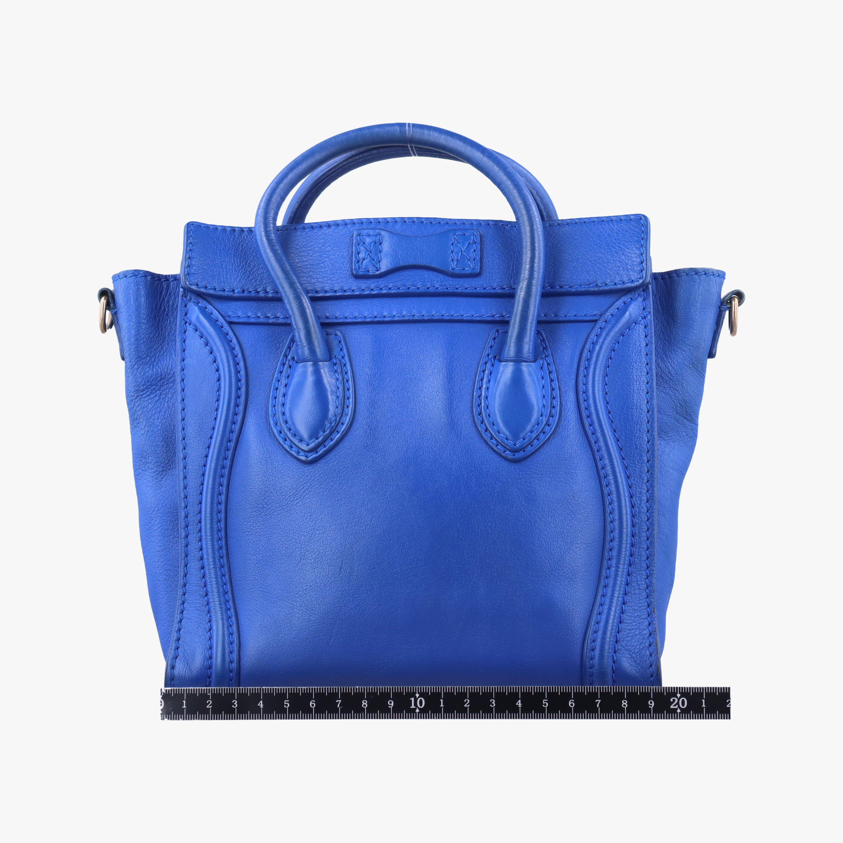 Vintage Celine luggage nano shopper Blue Leather  shoulderbag | stylenewstar