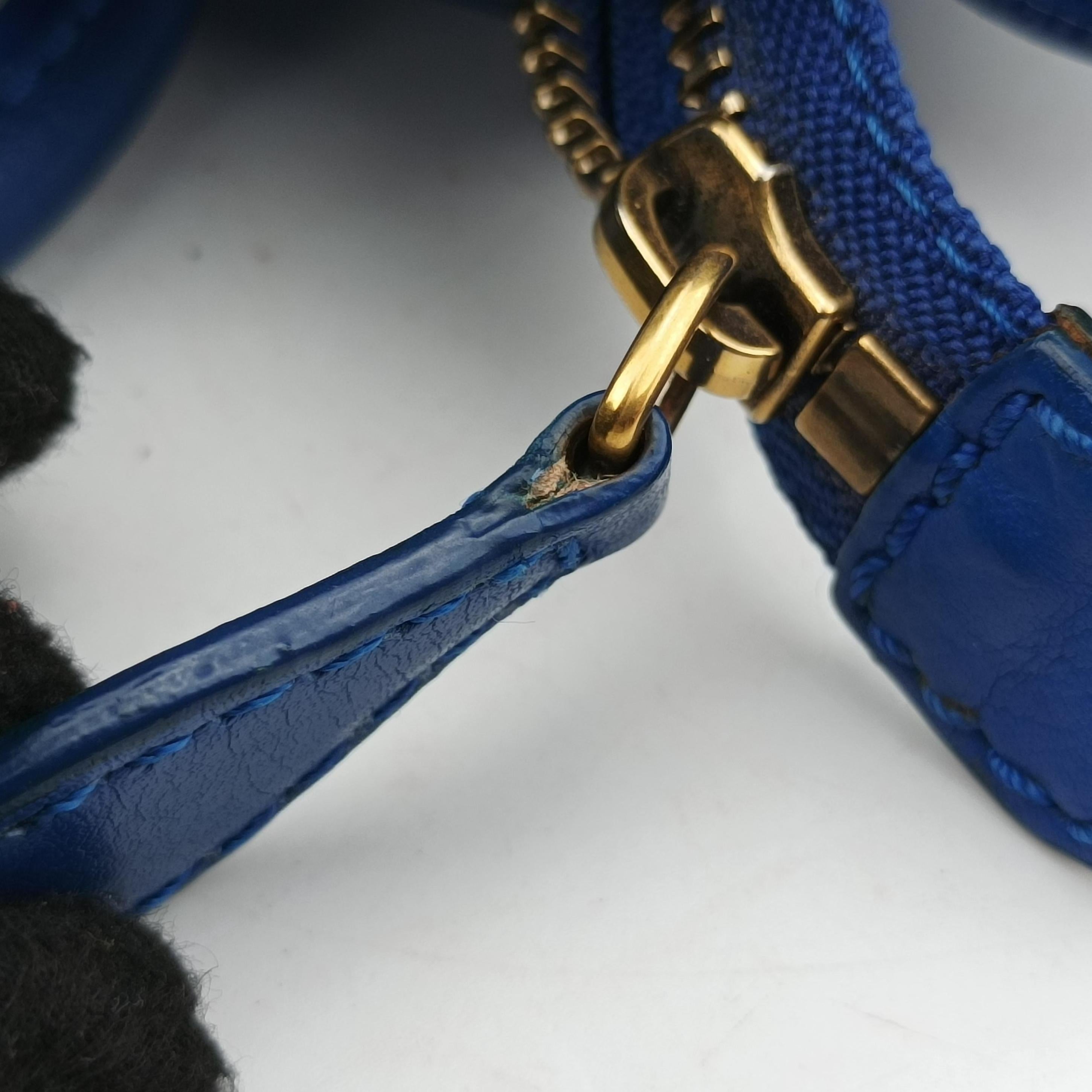 Vintage Celine luggage nano shopper Blue Leather  shoulderbag | stylenewstar