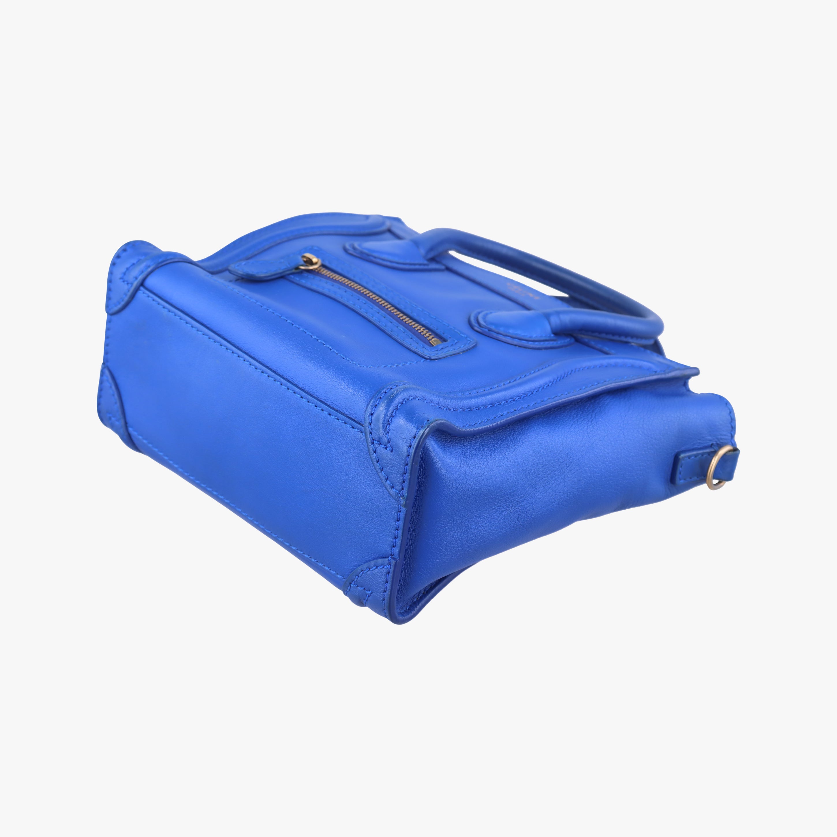 Vintage Celine luggage nano shopper Blue Leather  shoulderbag | stylenewstar
