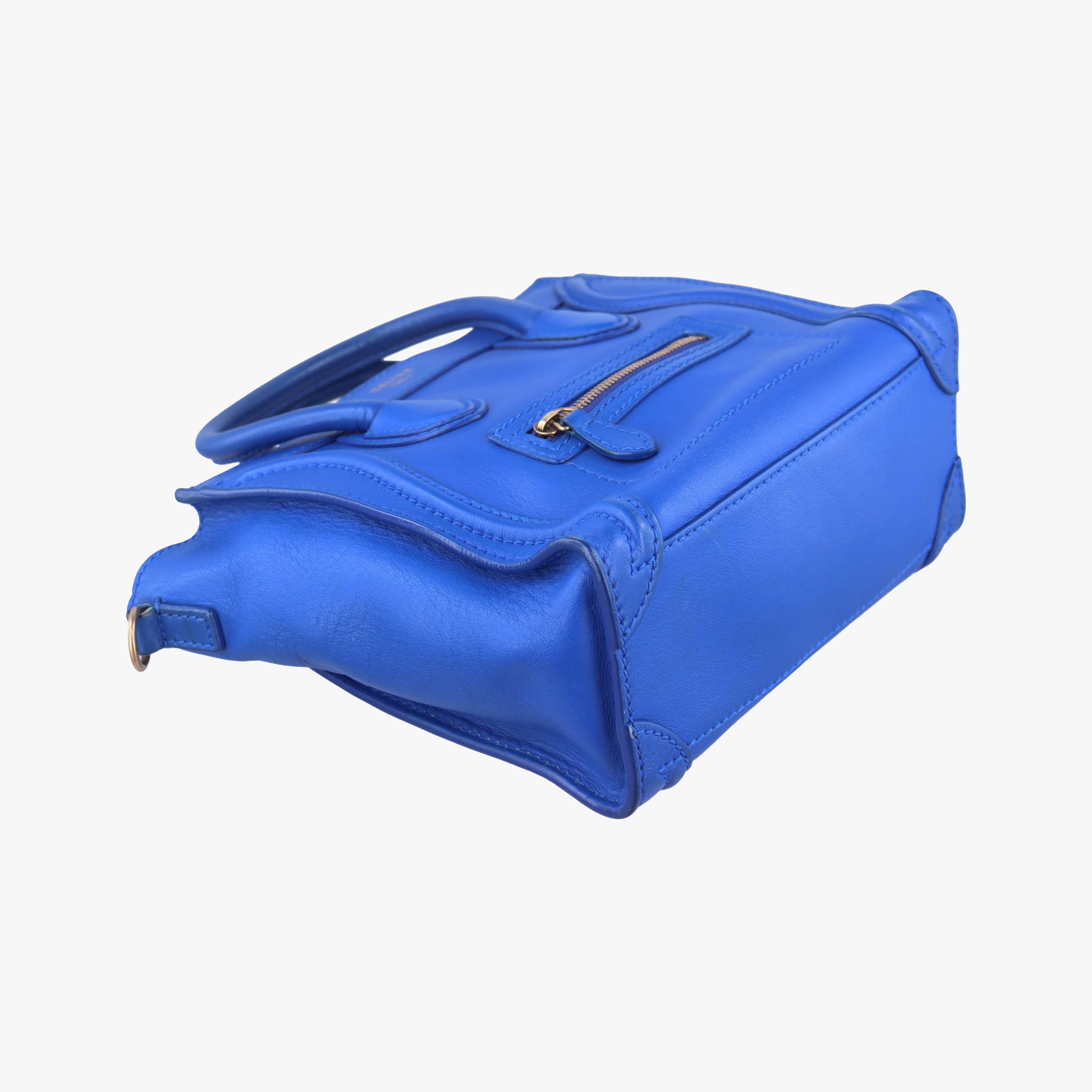 Vintage Celine luggage nano shopper Blue Leather  shoulderbag | stylenewstar