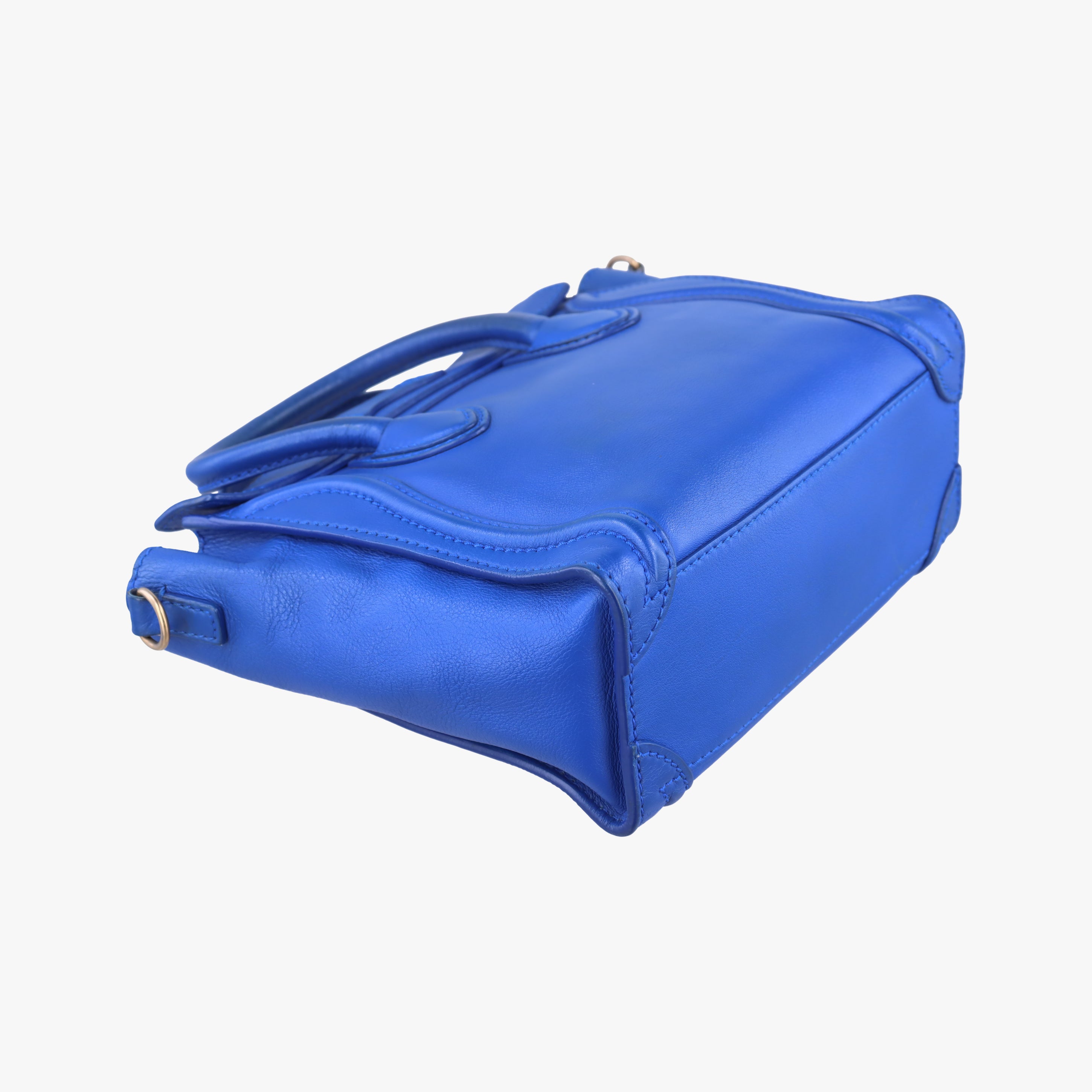 Vintage Celine luggage nano shopper Blue Leather  shoulderbag | stylenewstar
