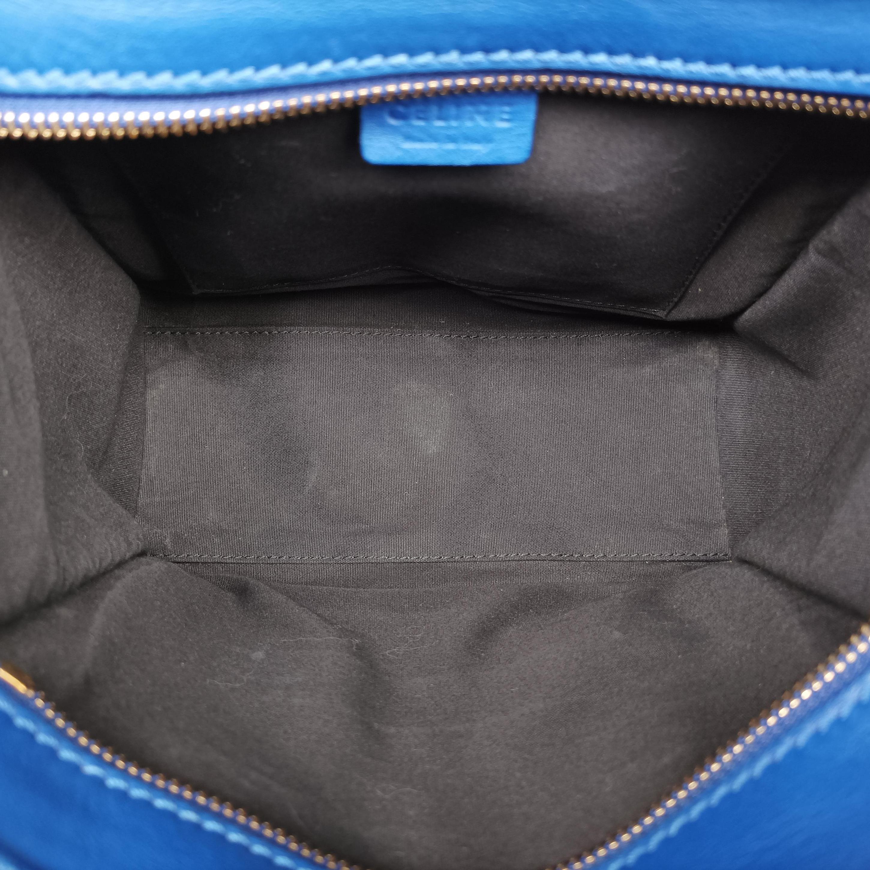 Vintage Celine luggage nano shopper Blue Leather  shoulderbag | stylenewstar
