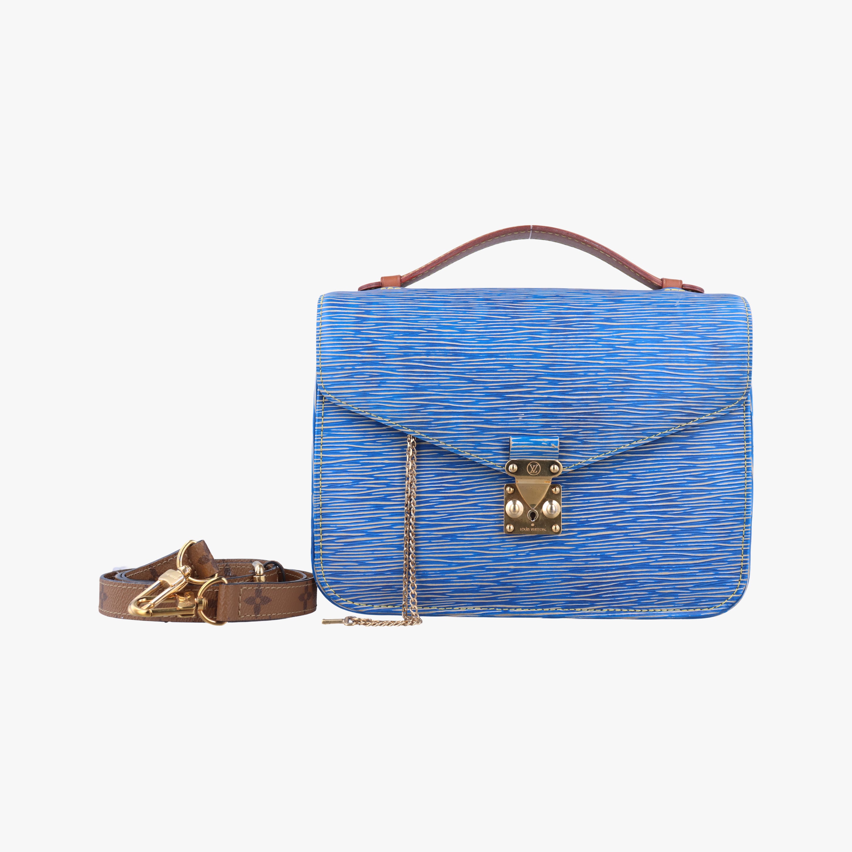 Pre-owned Louis Vuitton Pochette Metis MM brown×Denim Blue Monogram Reverse×Epi M52904 shoulderbag | stylenewstar