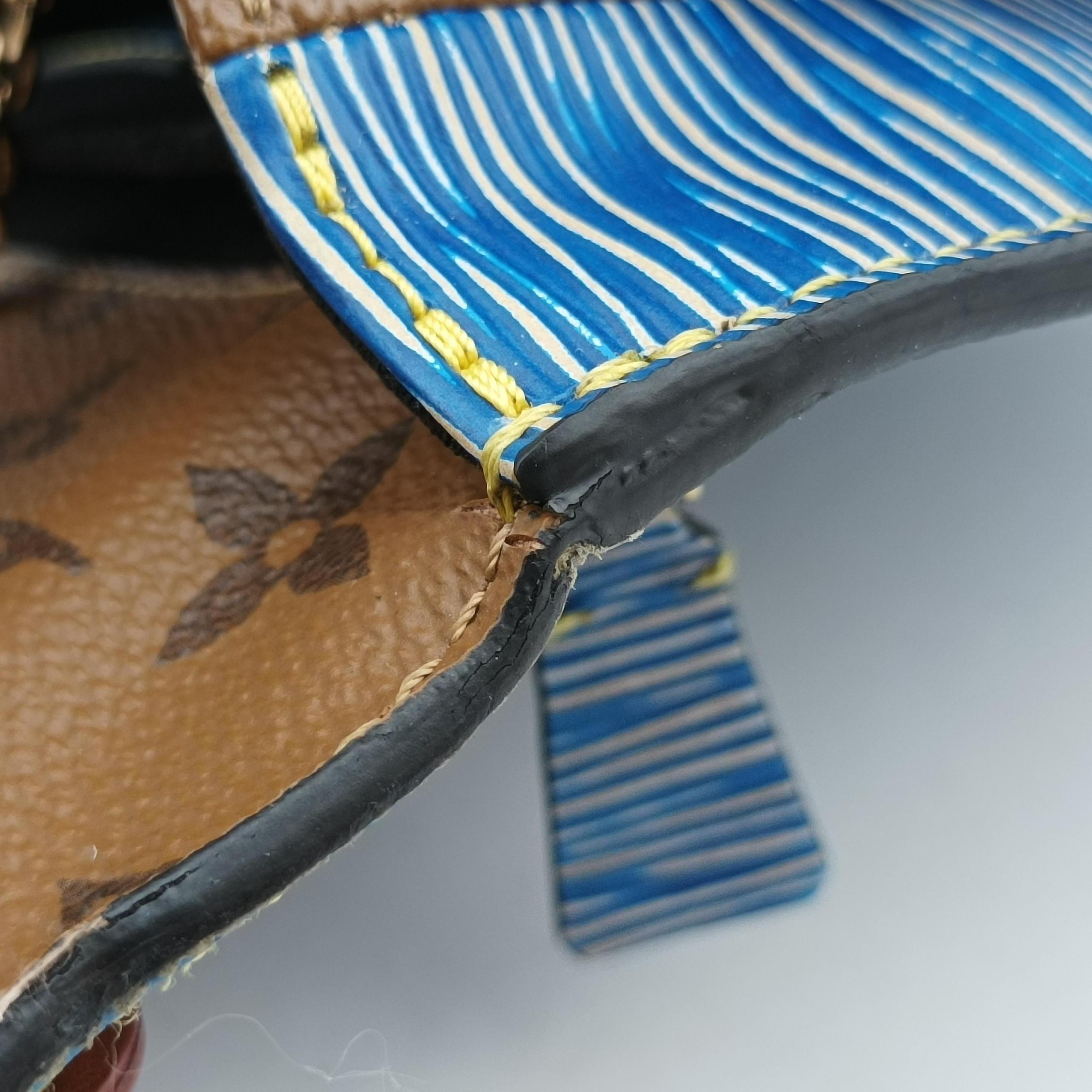 Pre-owned Louis Vuitton Pochette Metis MM brown×Denim Blue Monogram Reverse×Epi M52904 shoulderbag | stylenewstar