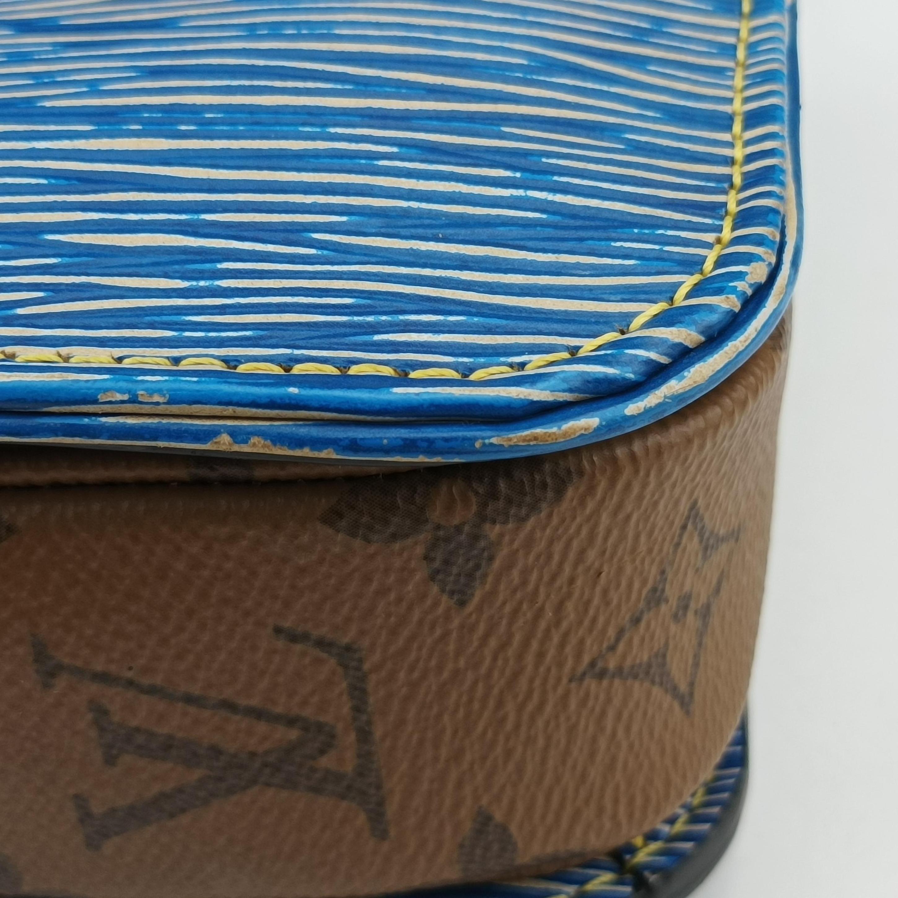 Pre-owned Louis Vuitton Pochette Metis MM brown×Denim Blue Monogram Reverse×Epi M52904 shoulderbag | stylenewstar