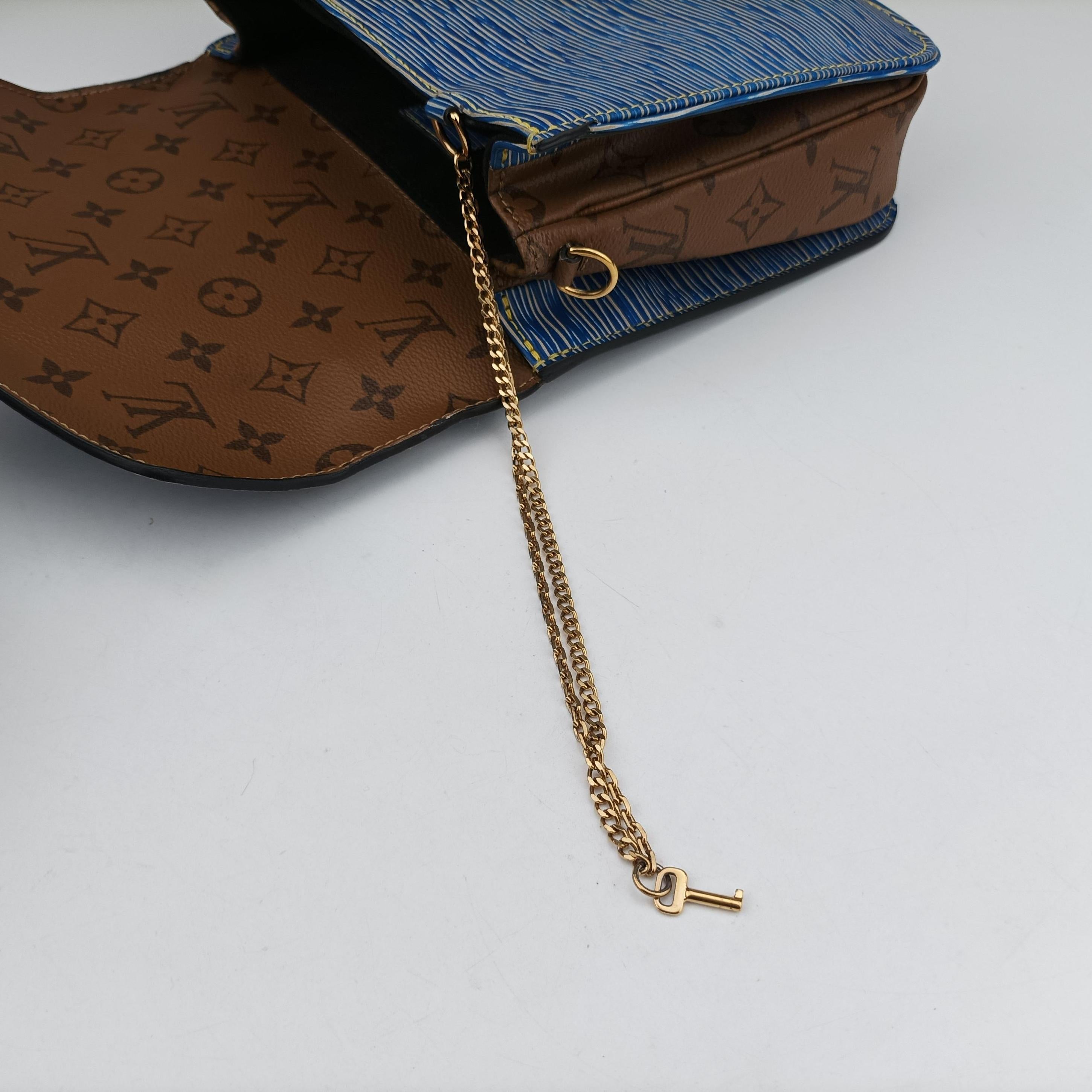 Pre-owned Louis Vuitton Pochette Metis MM brown×Denim Blue Monogram Reverse×Epi M52904 shoulderbag | stylenewstar