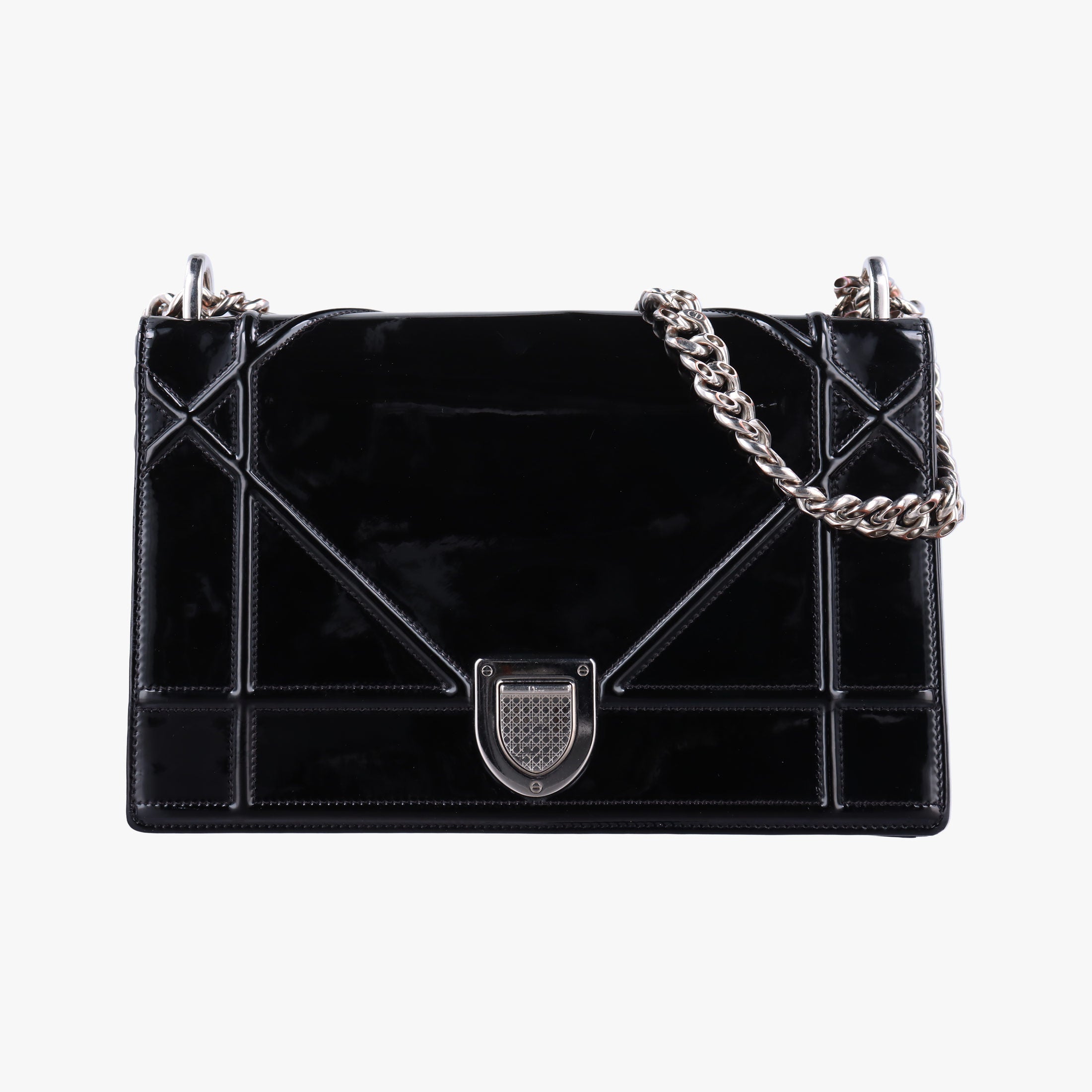 Pre-owned Christian Dior Diorama Black patent  shoulderbag | stylenewstar