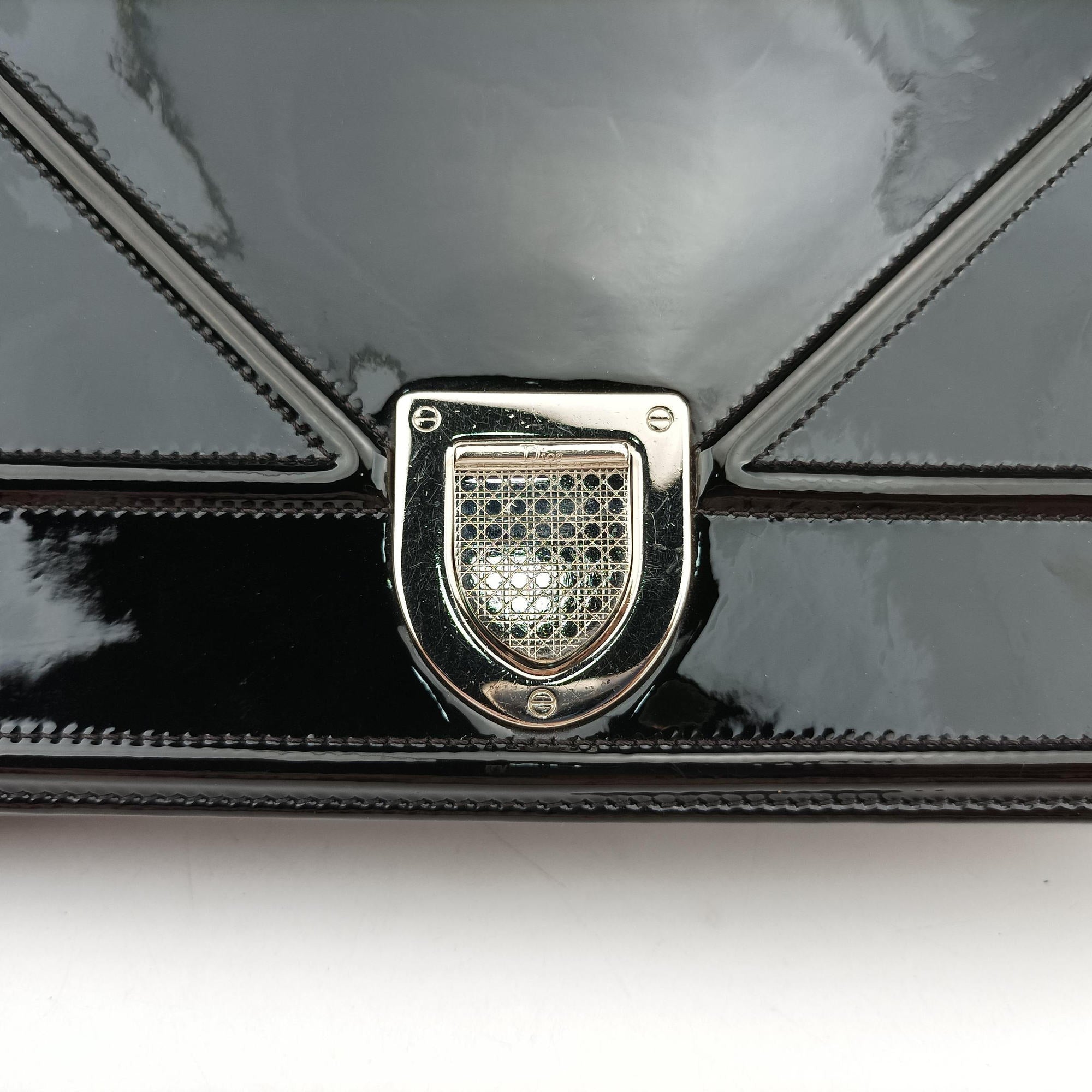 Pre-owned Christian Dior Diorama Black patent  shoulderbag | stylenewstar