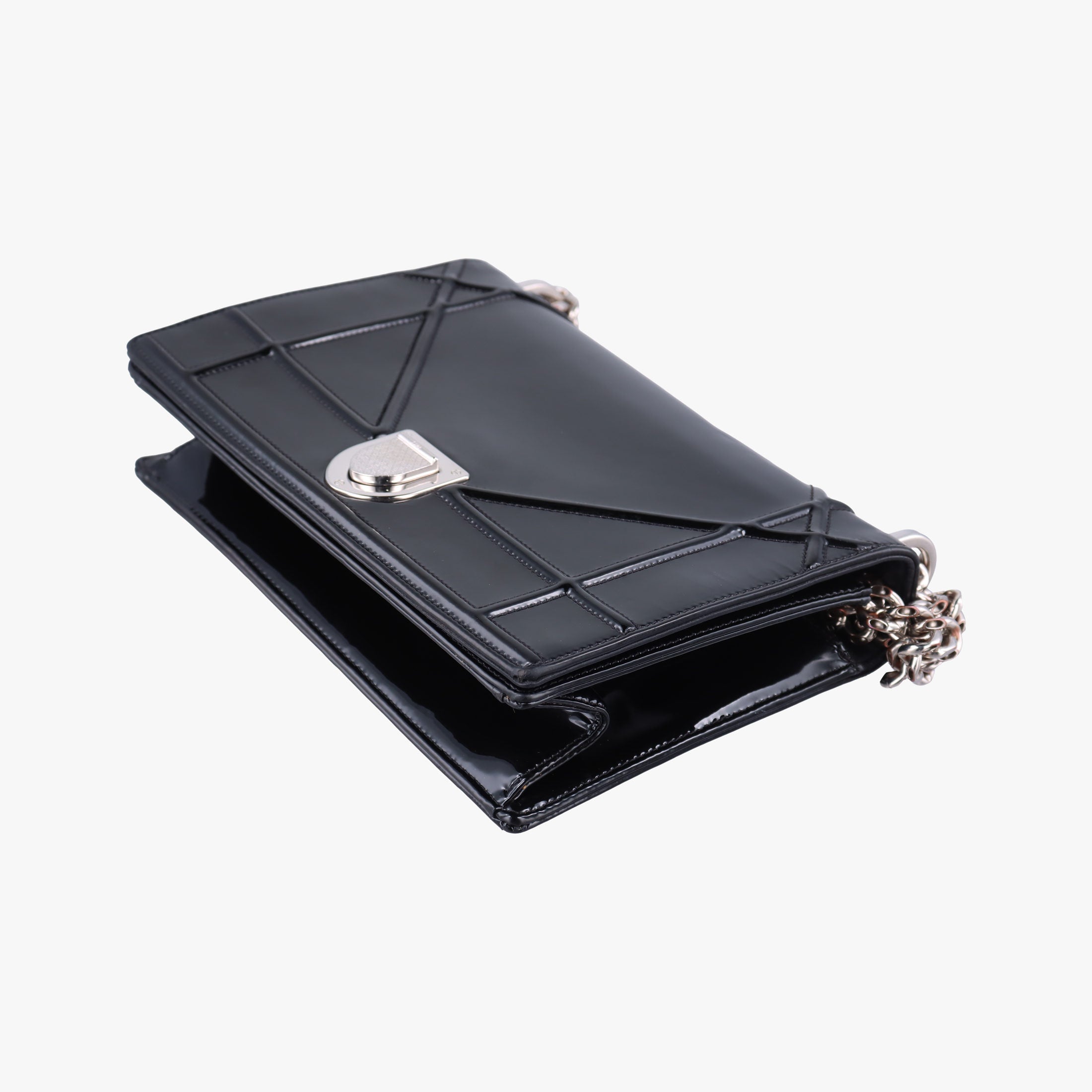Pre-owned Christian Dior Diorama Black patent  shoulderbag | stylenewstar