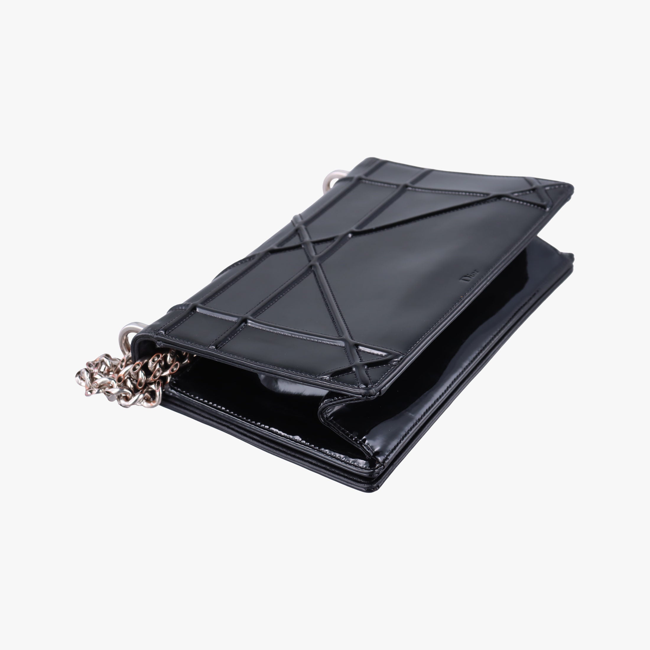 Pre-owned Christian Dior Diorama Black patent  shoulderbag | stylenewstar