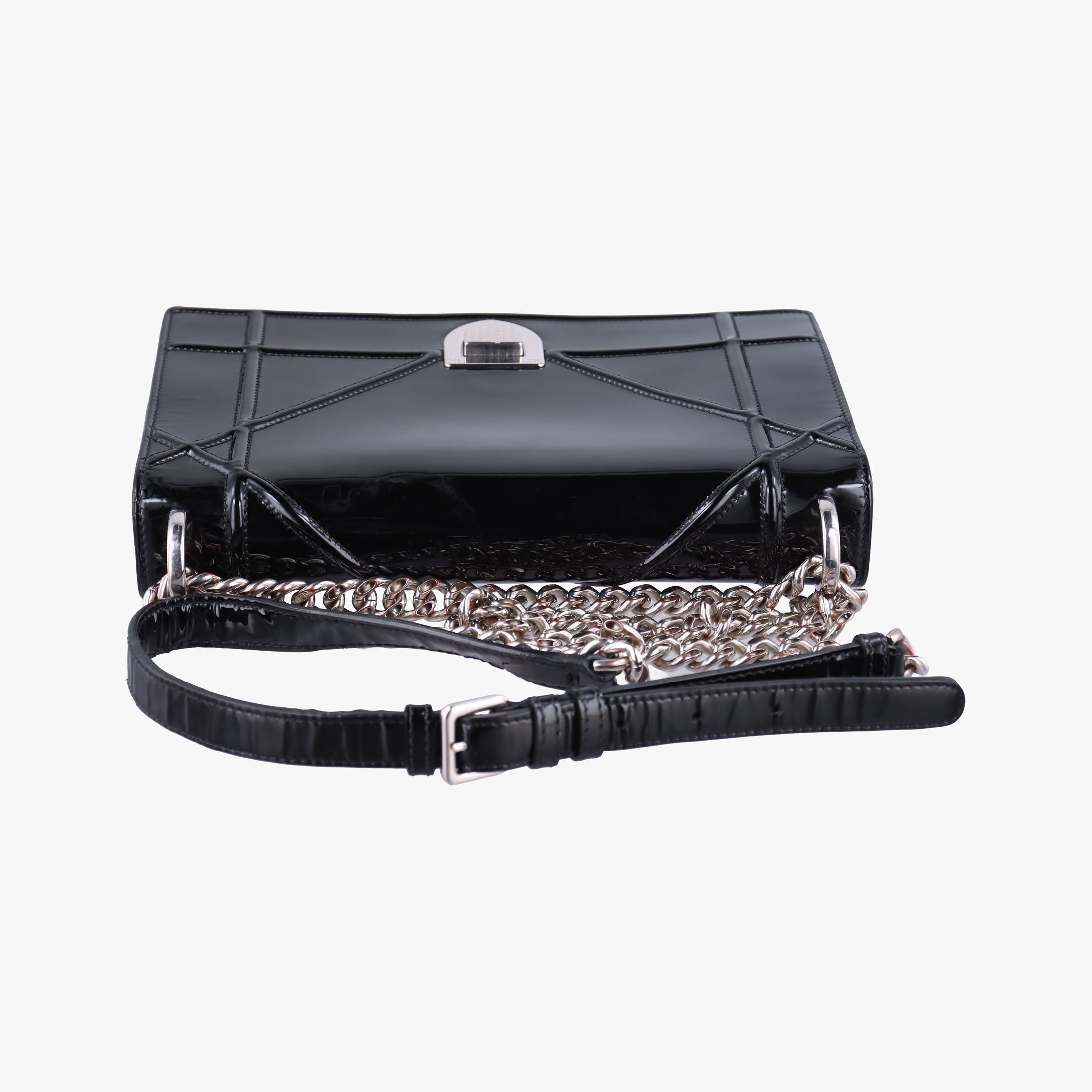 Pre-owned Christian Dior Diorama Black patent  shoulderbag | stylenewstar