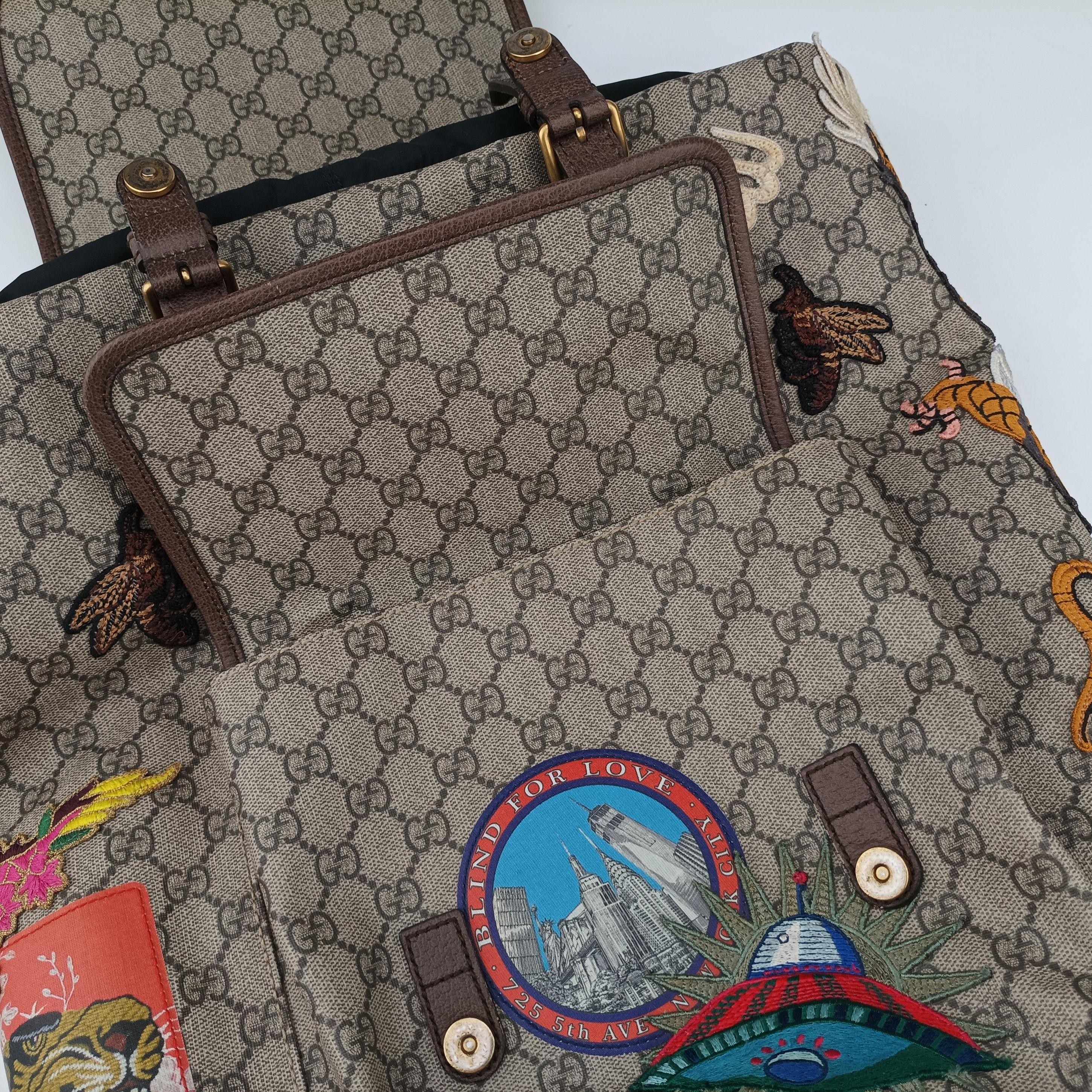 Vintage Gucci Soft GG Supreme Brown×multicolor PVC coated canvas 473869 backpack/rucksack | stylenewstar
