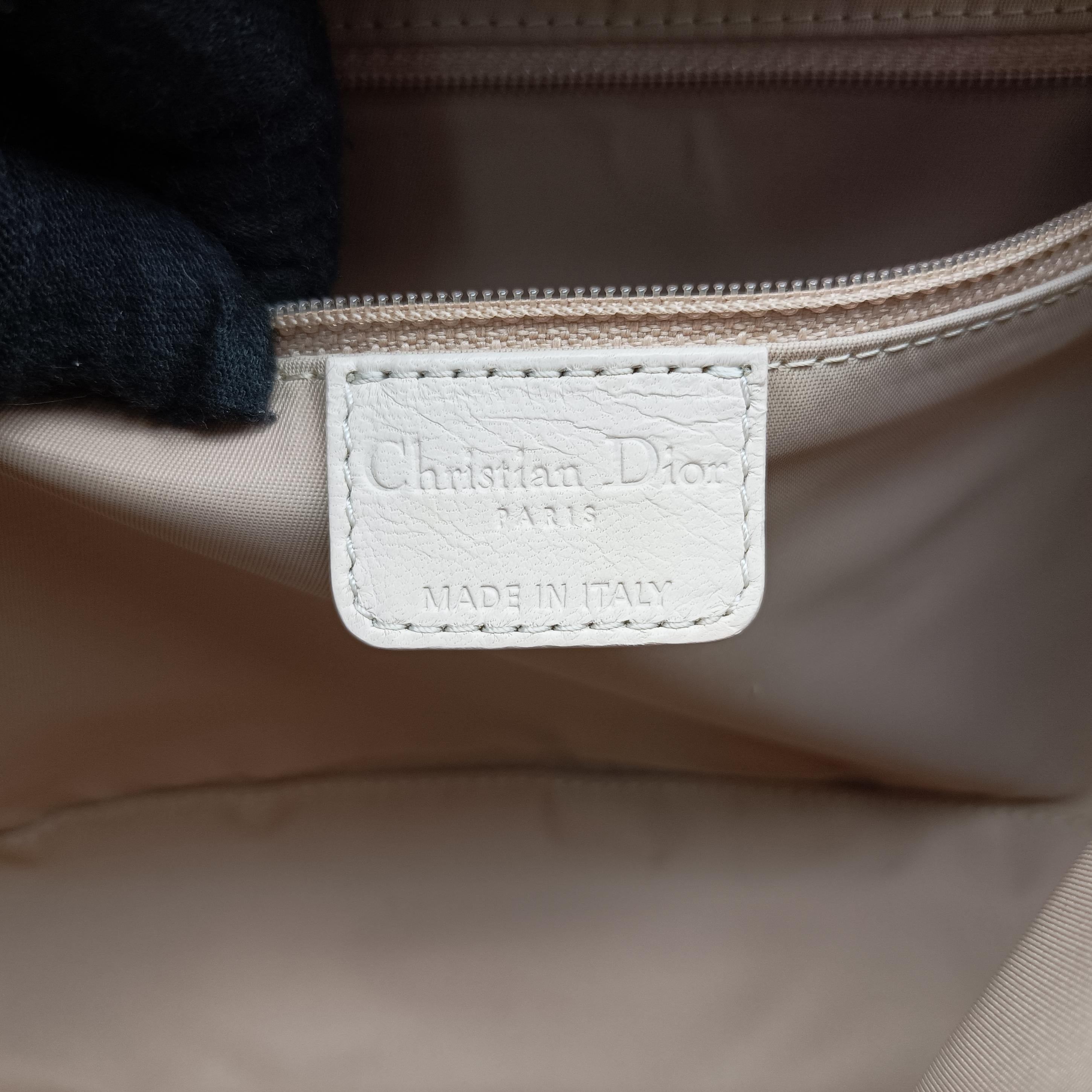 Pre-owned Christian Dior Romantique Trotter Beigex White PVC coated canvas  handbag | stylenewstar