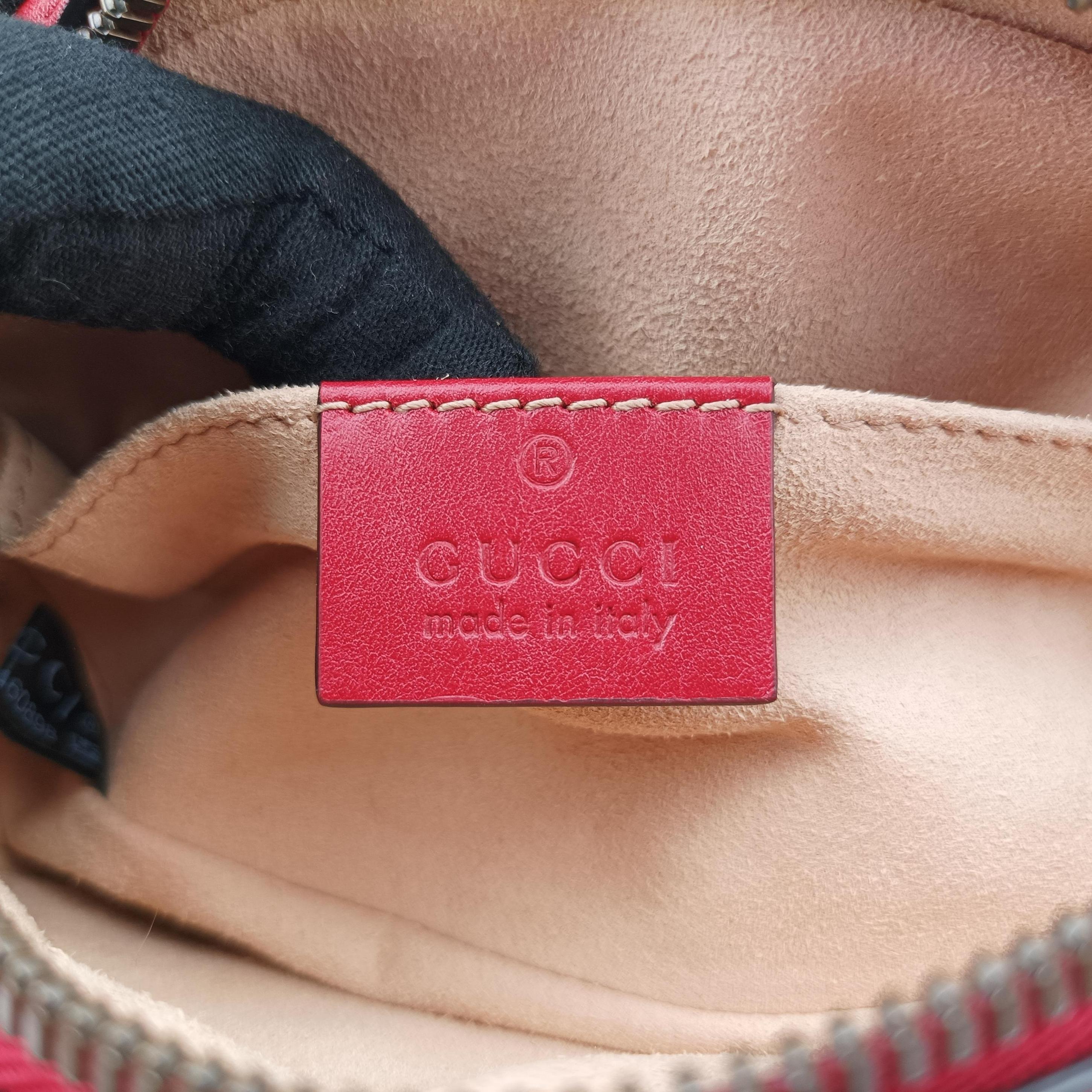 Pre-owned Gucci GG Marmont Red Leather 476434 bum bag/waist bag | stylenewstar