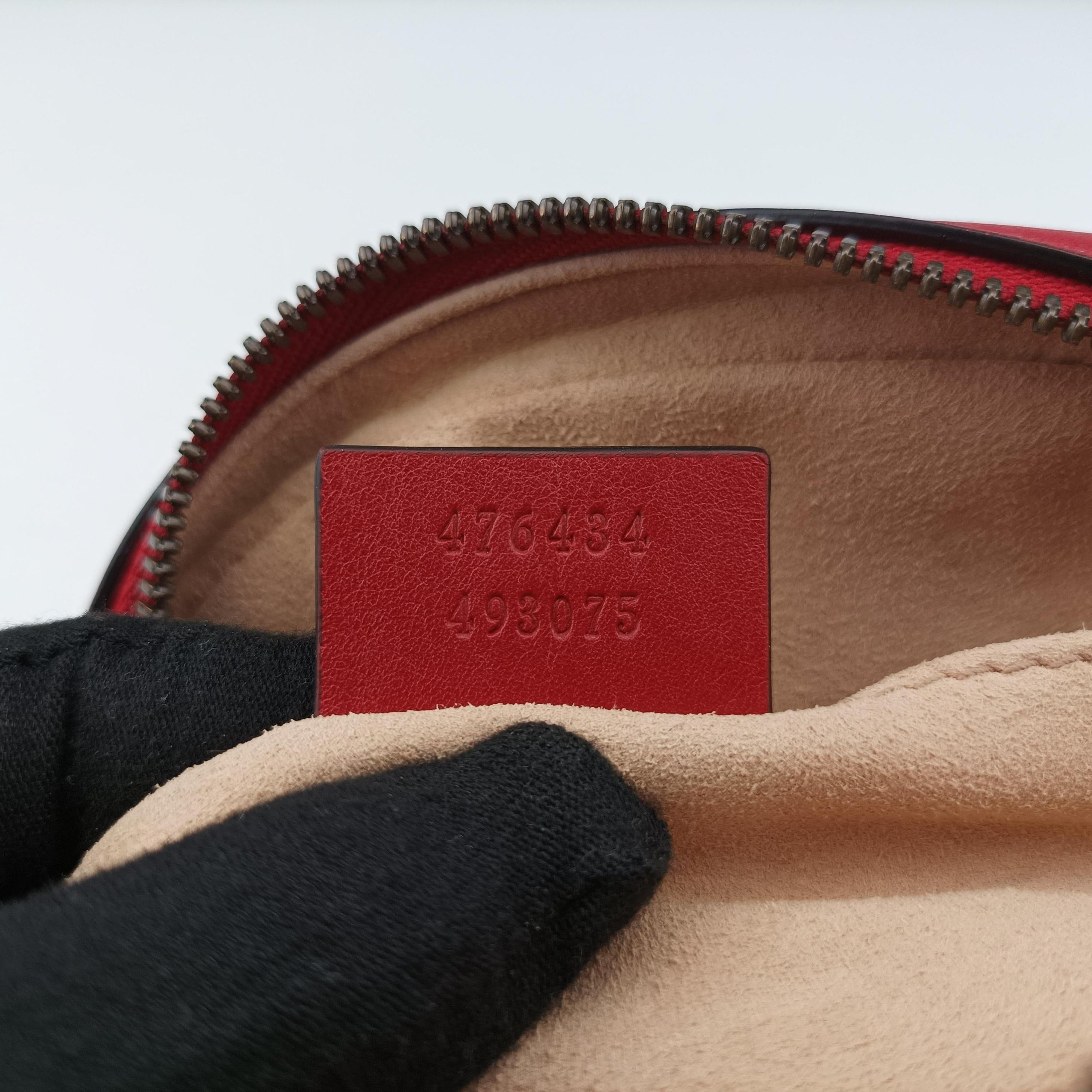 Pre-owned Gucci GG Marmont Red Leather 476434 bum bag/waist bag | stylenewstar