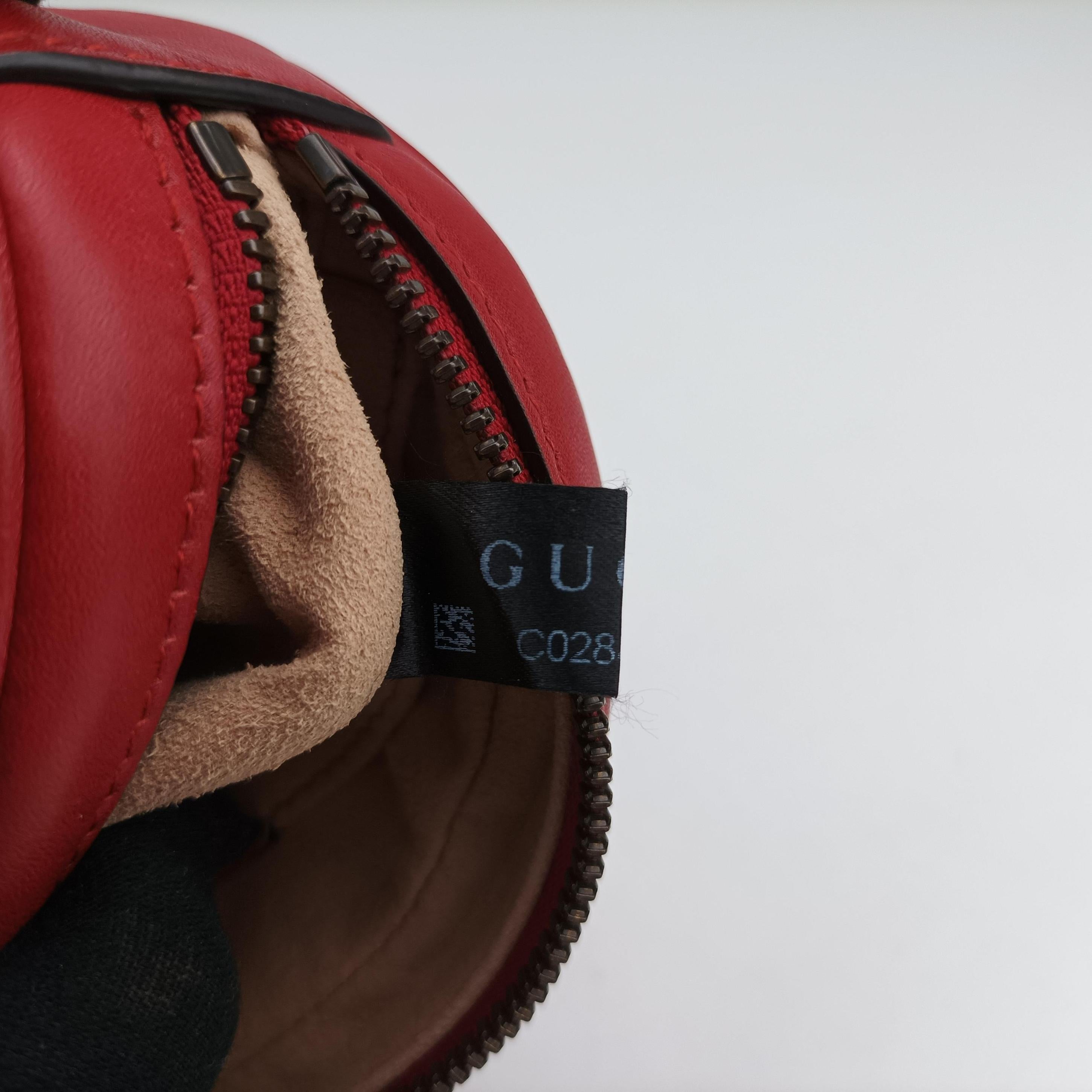 Pre-owned Gucci GG Marmont Red Leather 476434 bum bag/waist bag | stylenewstar