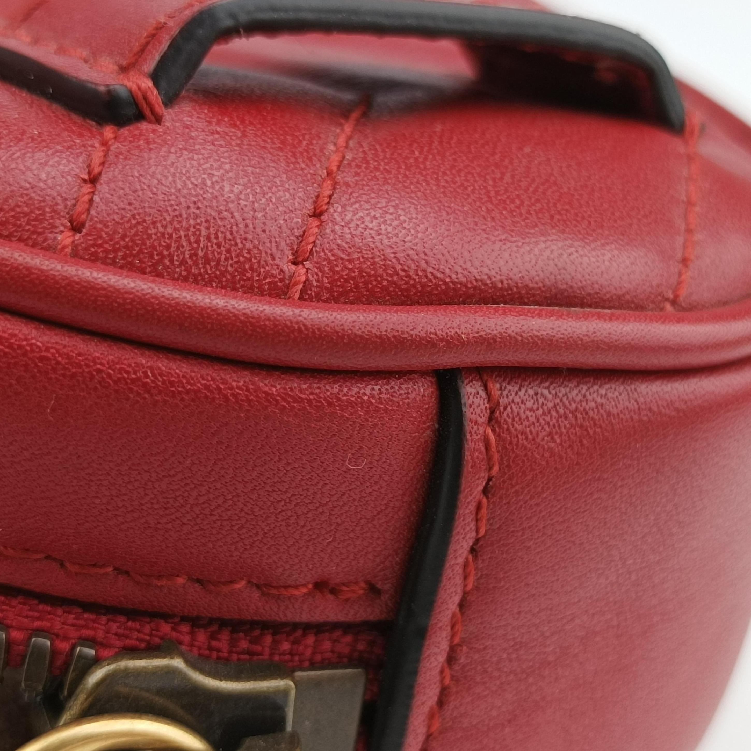 Pre-owned Gucci GG Marmont Red Leather 476434 bum bag/waist bag | stylenewstar