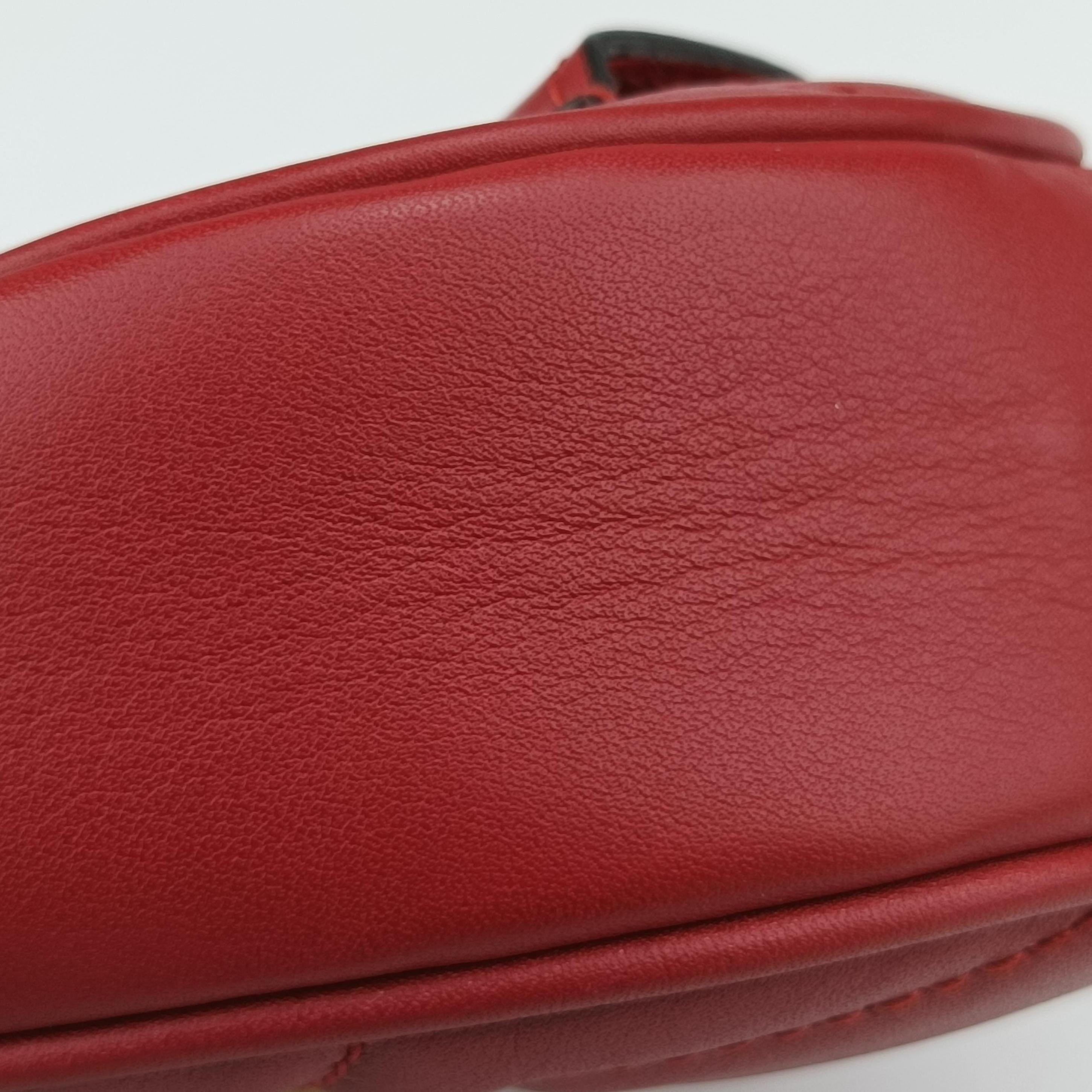 Pre-owned Gucci GG Marmont Red Leather 476434 bum bag/waist bag | stylenewstar