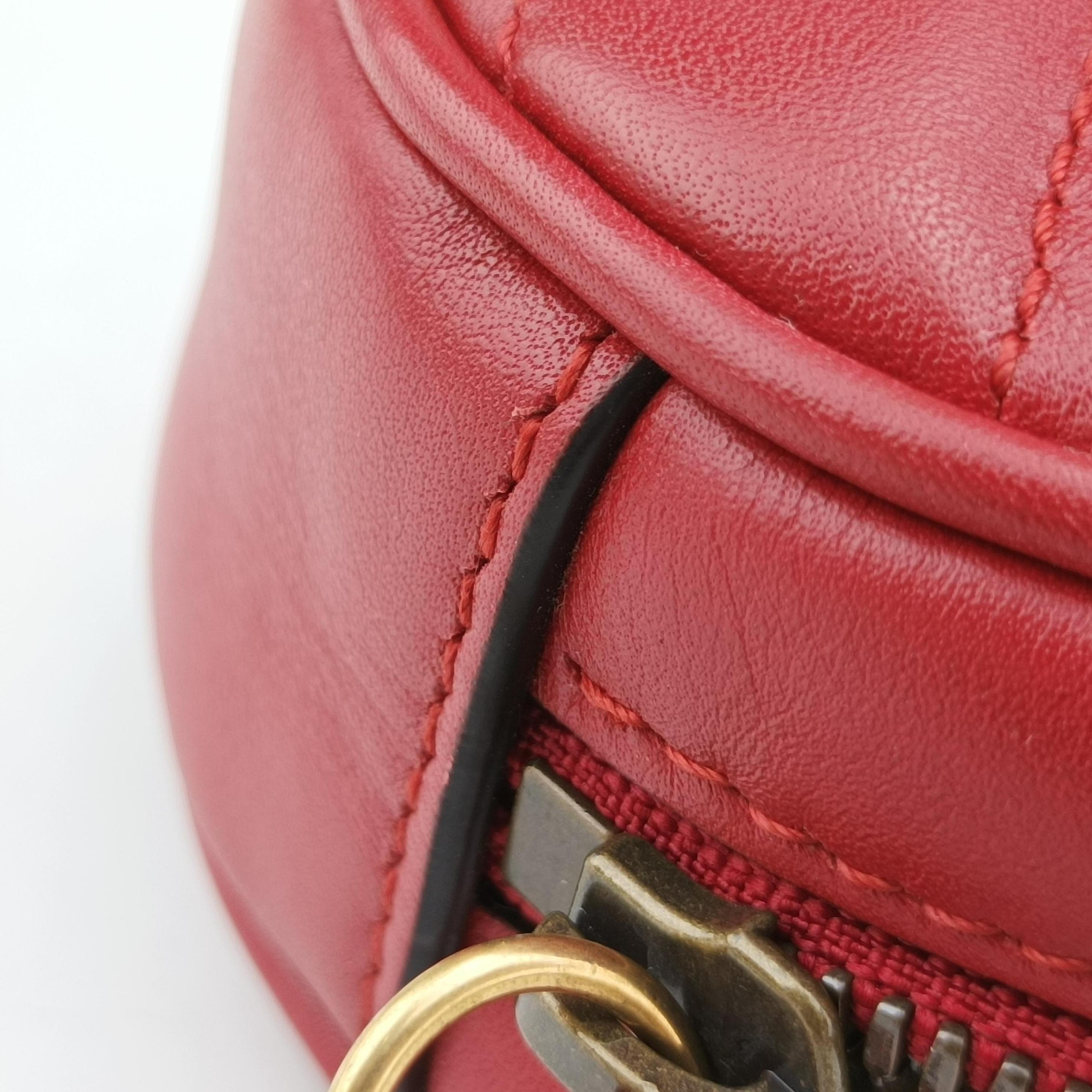 Pre-owned Gucci GG Marmont Red Leather 476434 bum bag/waist bag | stylenewstar