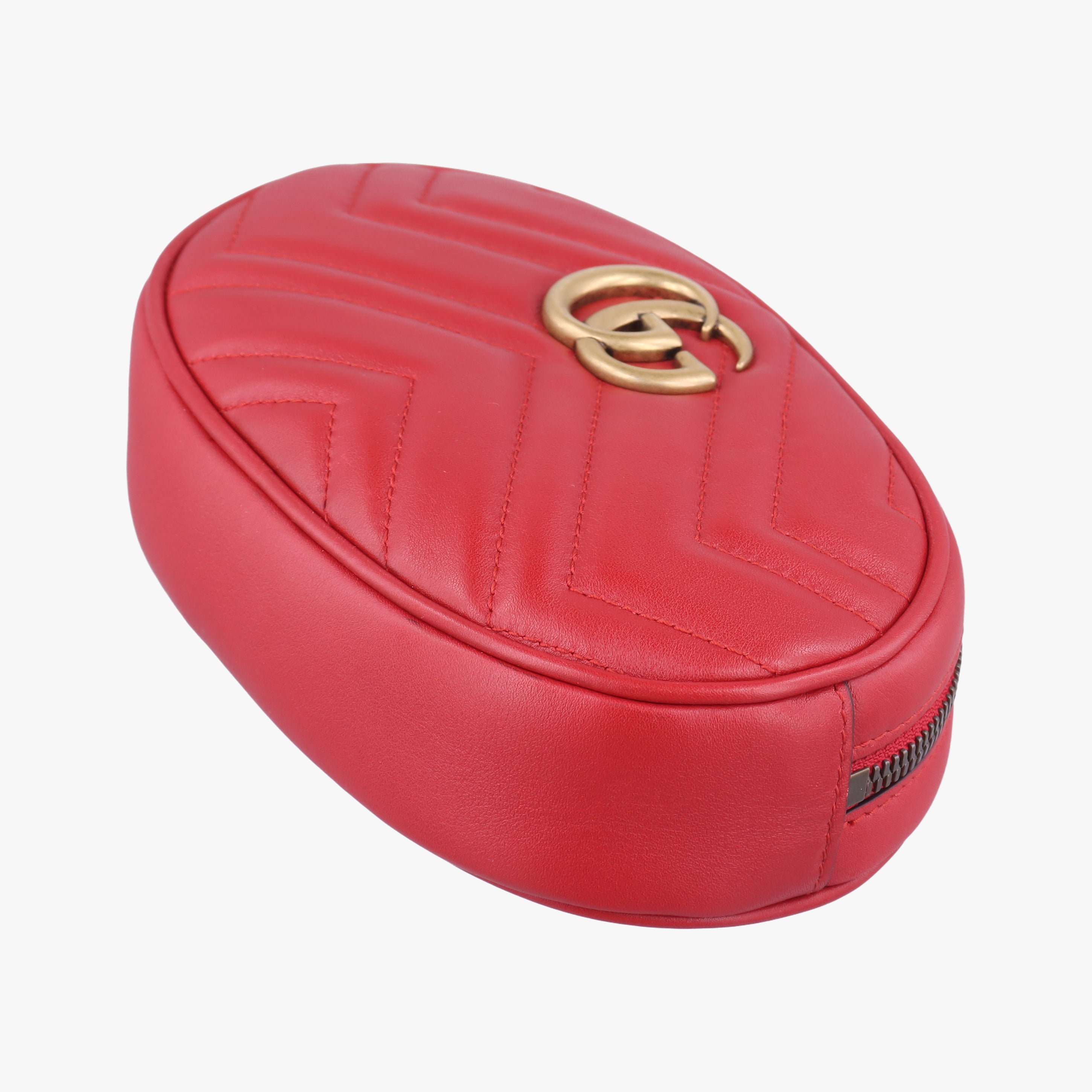 Pre-owned Gucci GG Marmont Red Leather 476434 bum bag/waist bag | stylenewstar