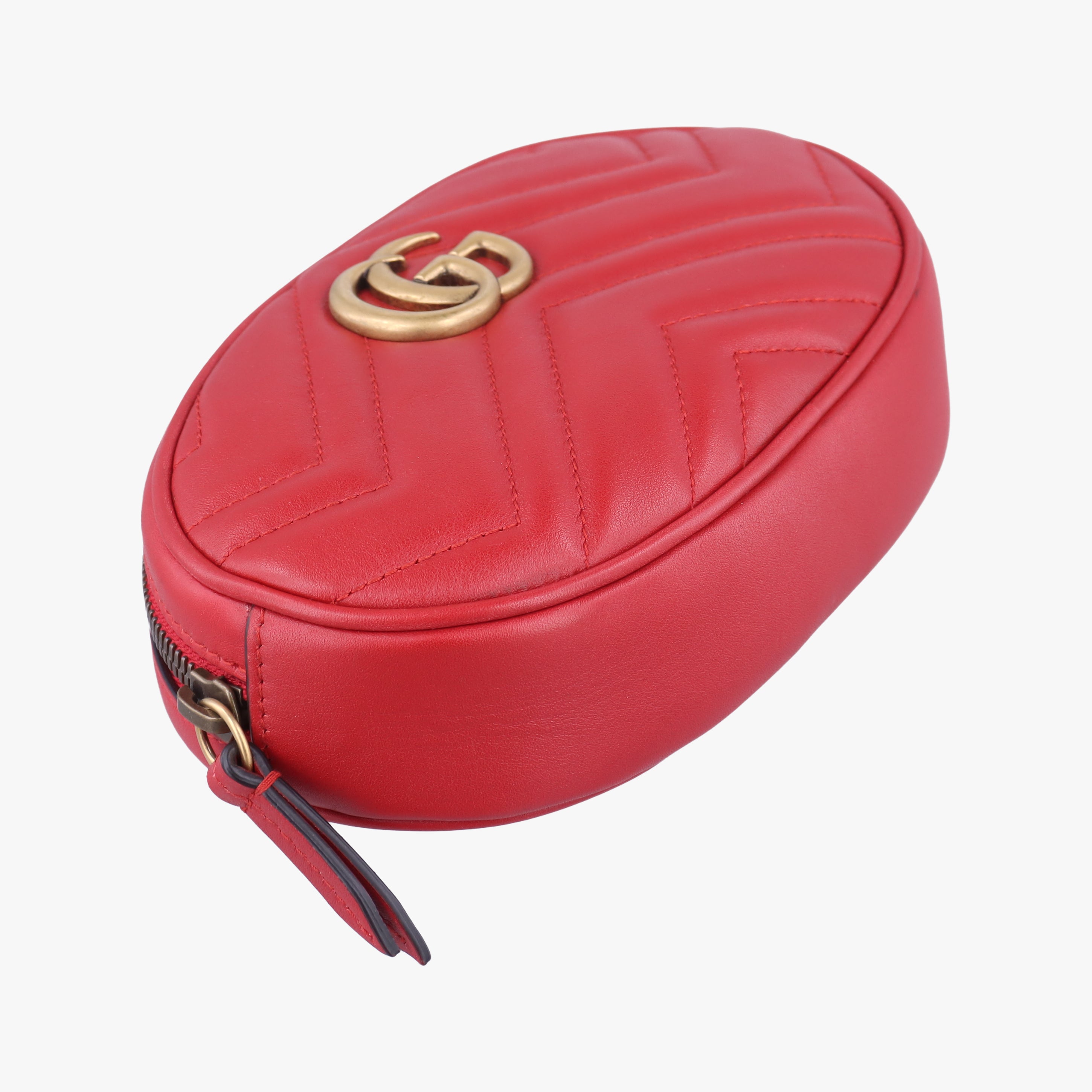 Pre-owned Gucci GG Marmont Red Leather 476434 bum bag/waist bag | stylenewstar