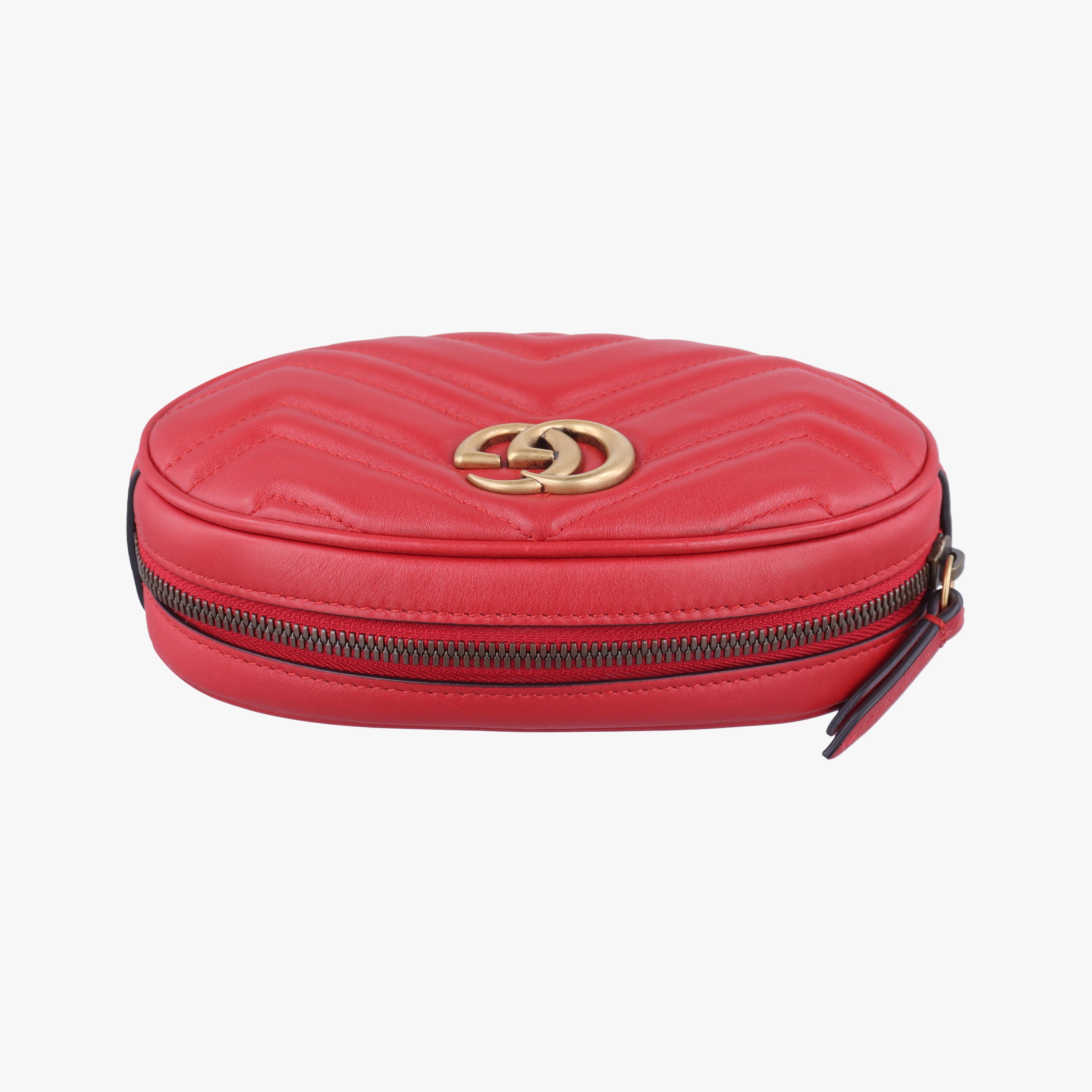 Pre-owned Gucci GG Marmont Red Leather 476434 bum bag/waist bag | stylenewstar