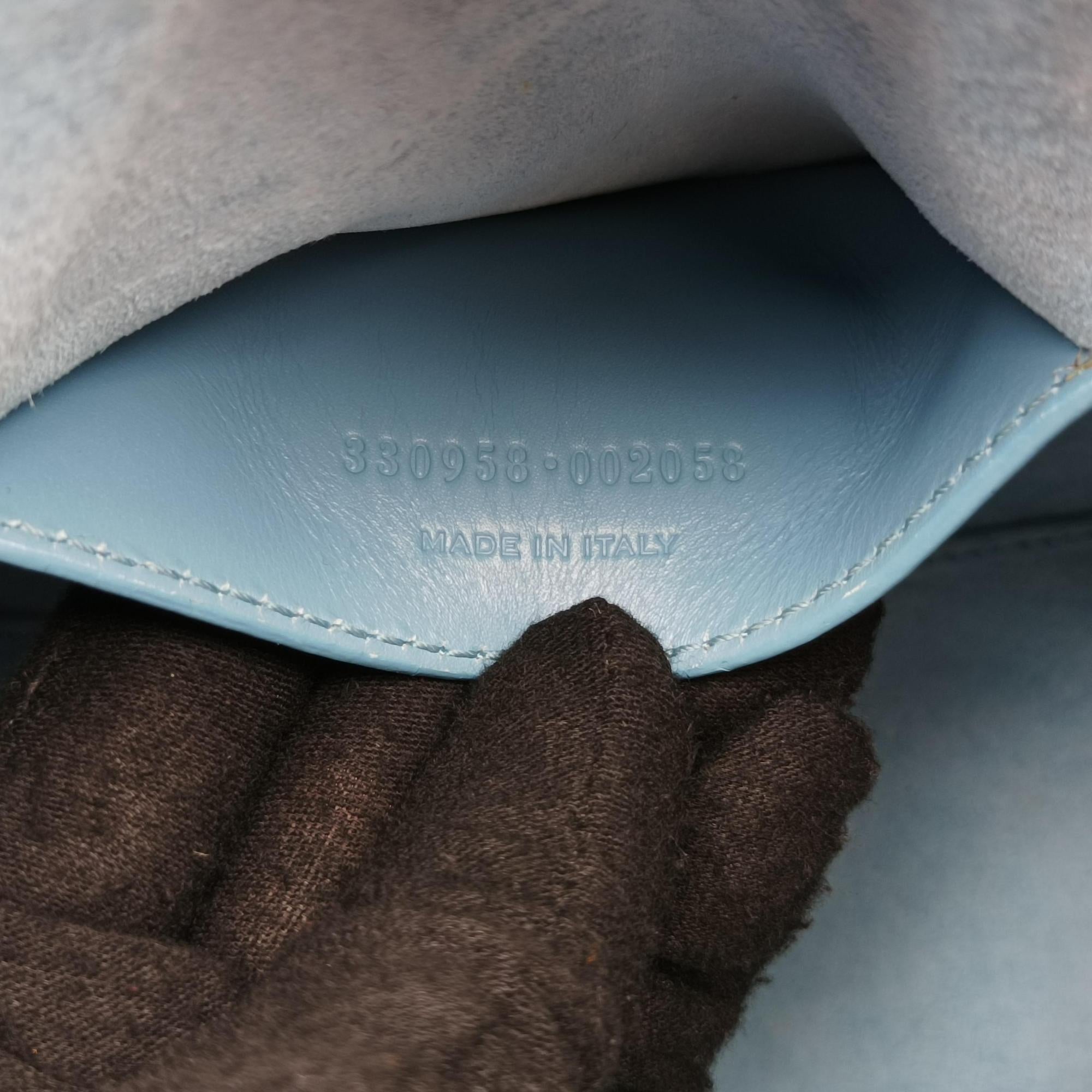 Pre-owned Yves Saint Laurent CLASSIC BABY DUFFLE Blue Leather 330958 shoulderbag | stylenewstar