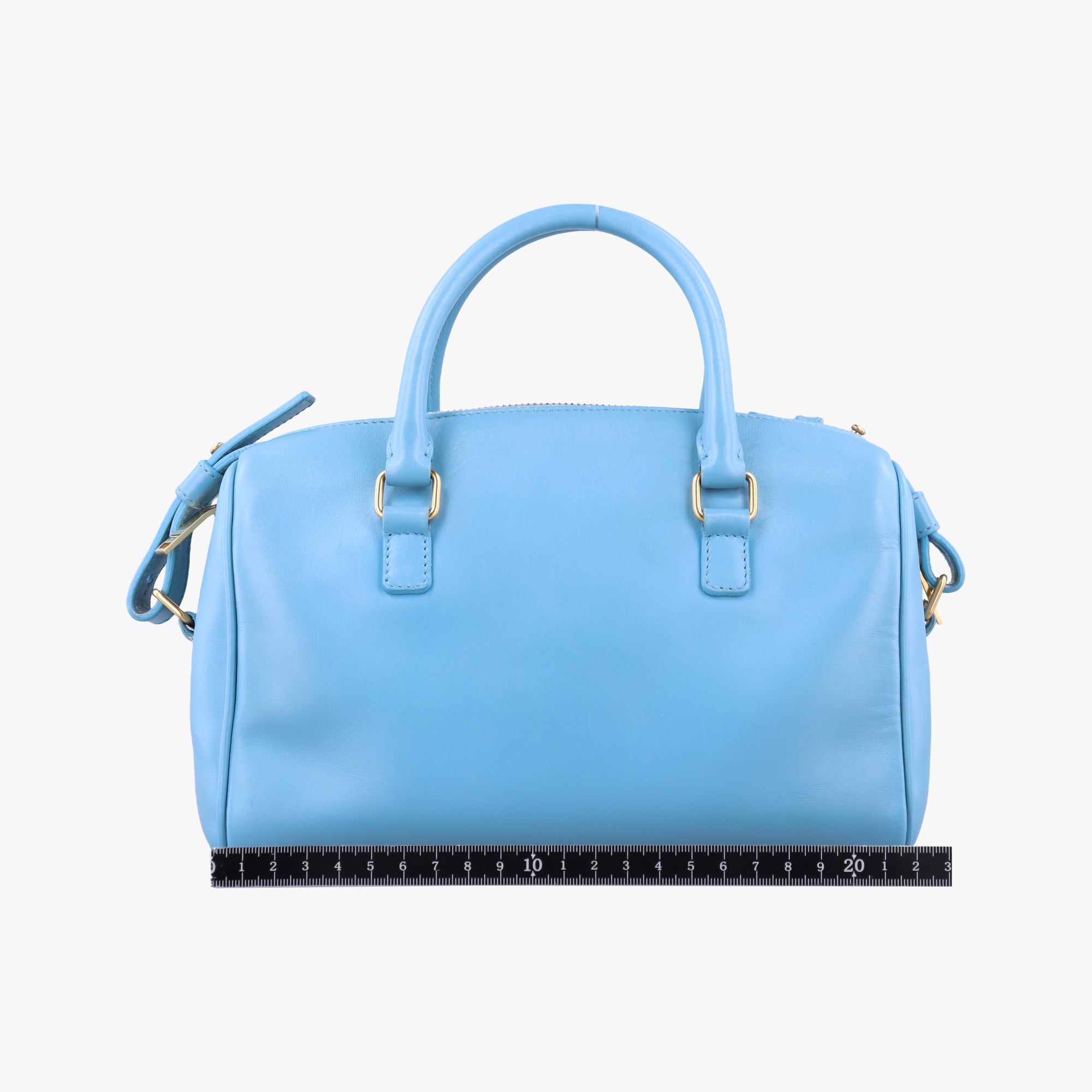 Pre-owned Yves Saint Laurent CLASSIC BABY DUFFLE Blue Leather 330958 shoulderbag | stylenewstar