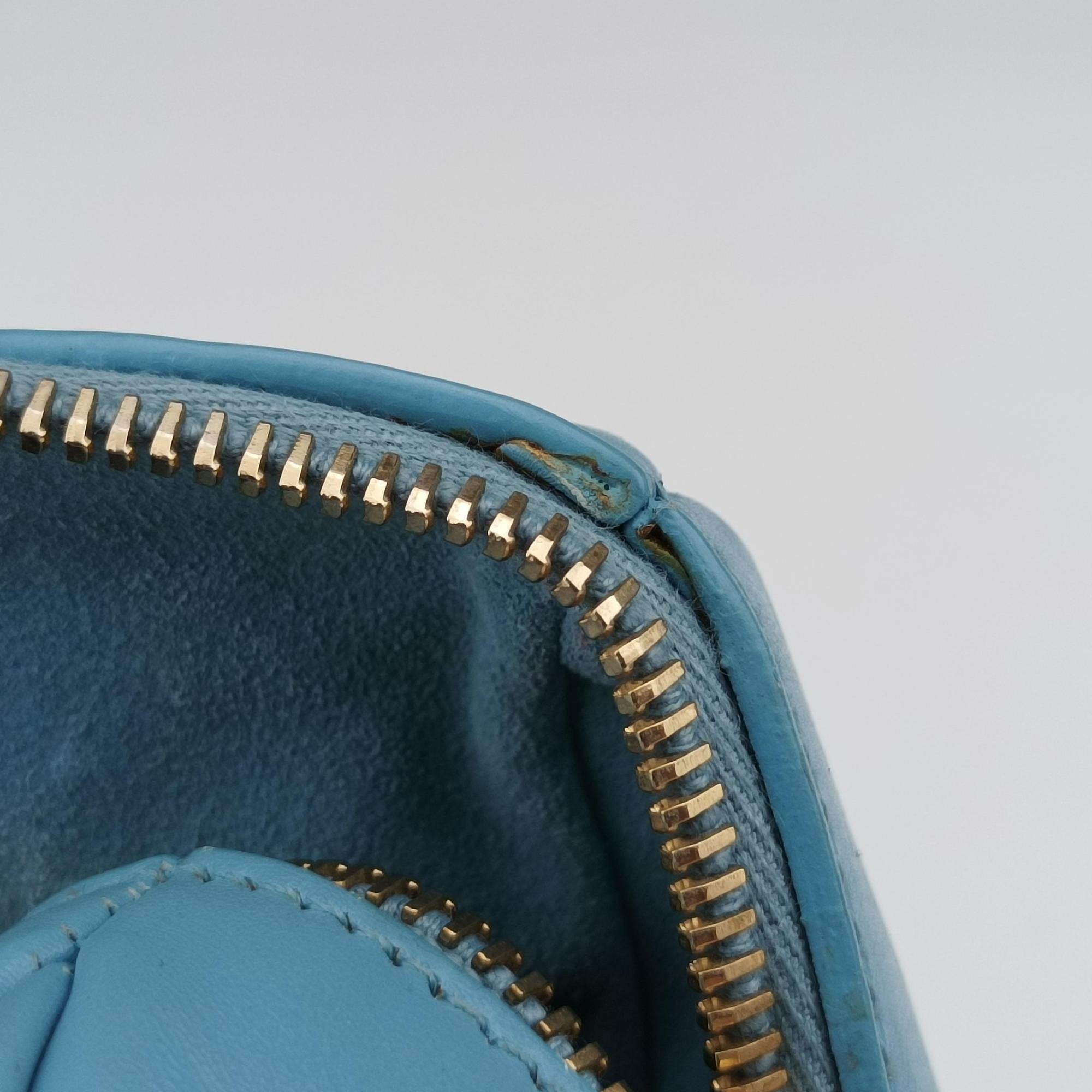 Pre-owned Yves Saint Laurent CLASSIC BABY DUFFLE Blue Leather 330958 shoulderbag | stylenewstar