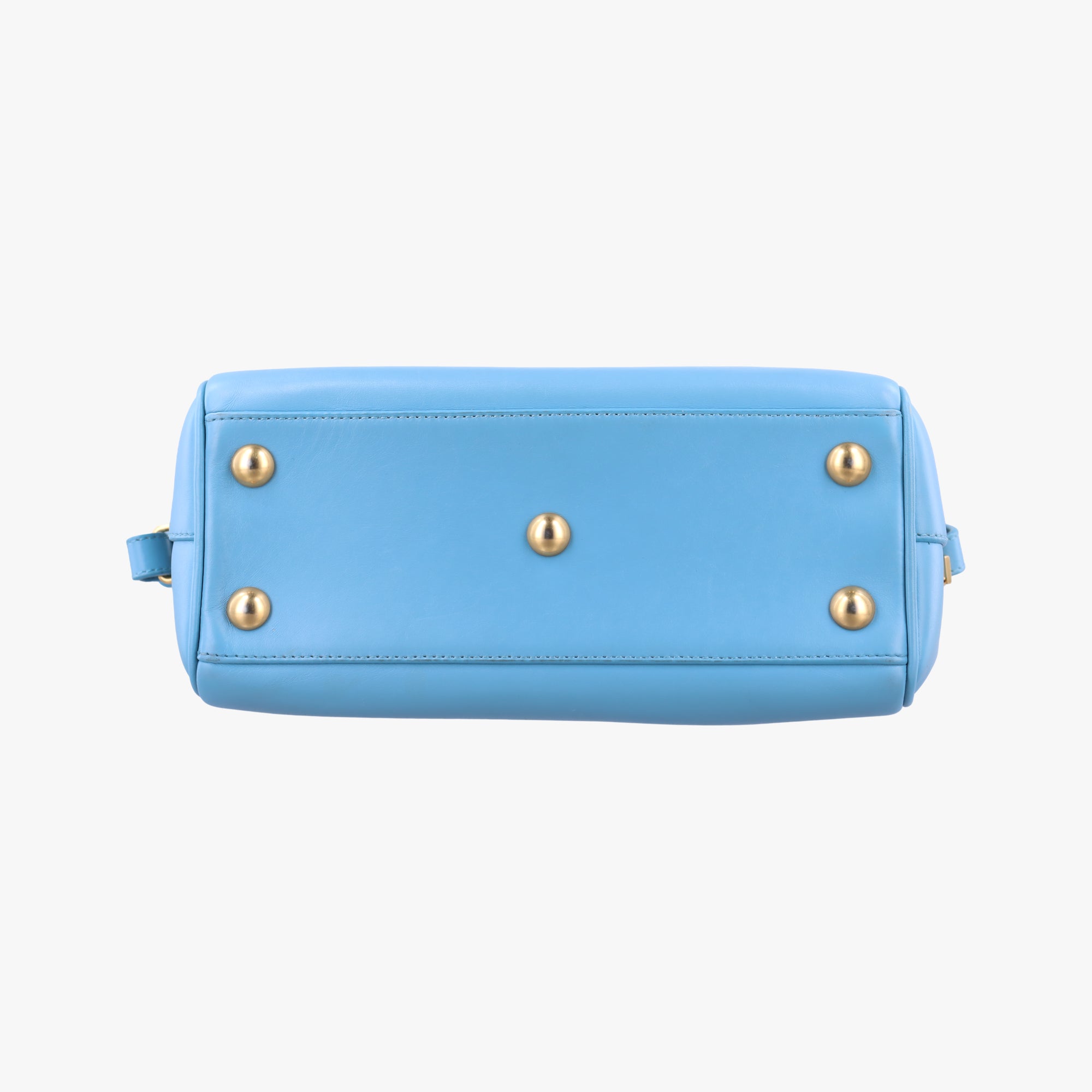 Pre-owned Yves Saint Laurent CLASSIC BABY DUFFLE Blue Leather 330958 shoulderbag | stylenewstar