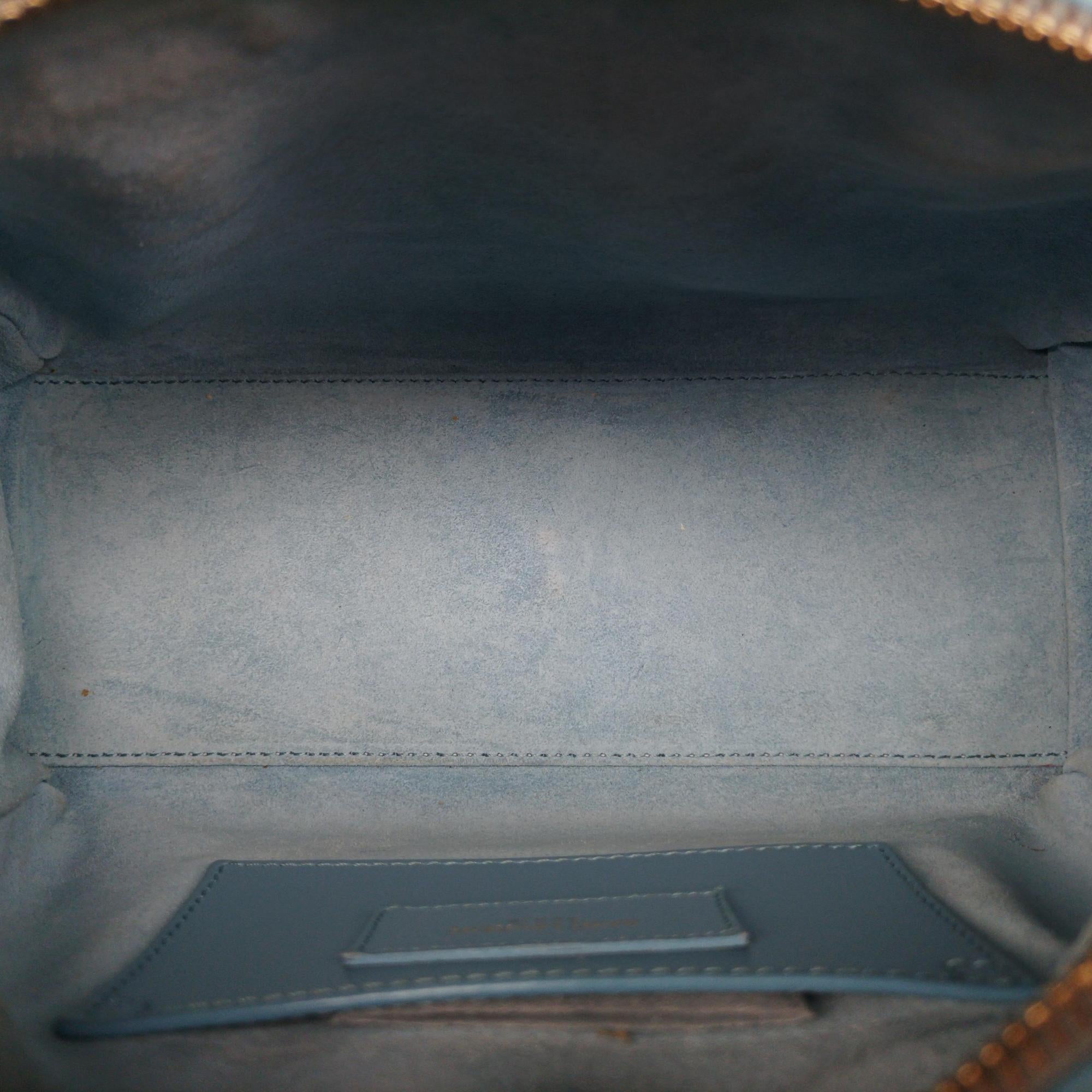 Pre-owned Yves Saint Laurent CLASSIC BABY DUFFLE Blue Leather 330958 shoulderbag | stylenewstar